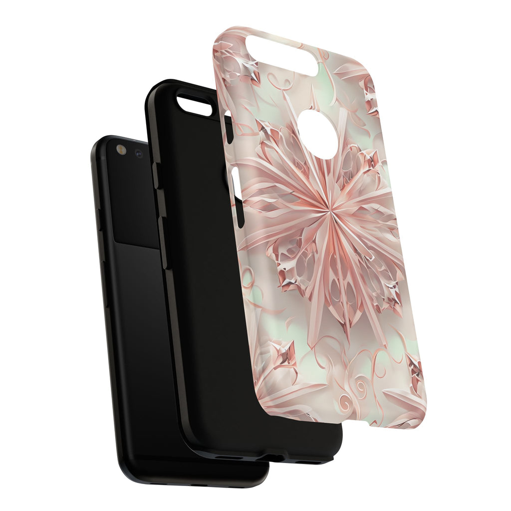 Blush Frost from our Kaleidoscope Collection - Google Pixel tough case - Soft Pink Geometric Floral Design