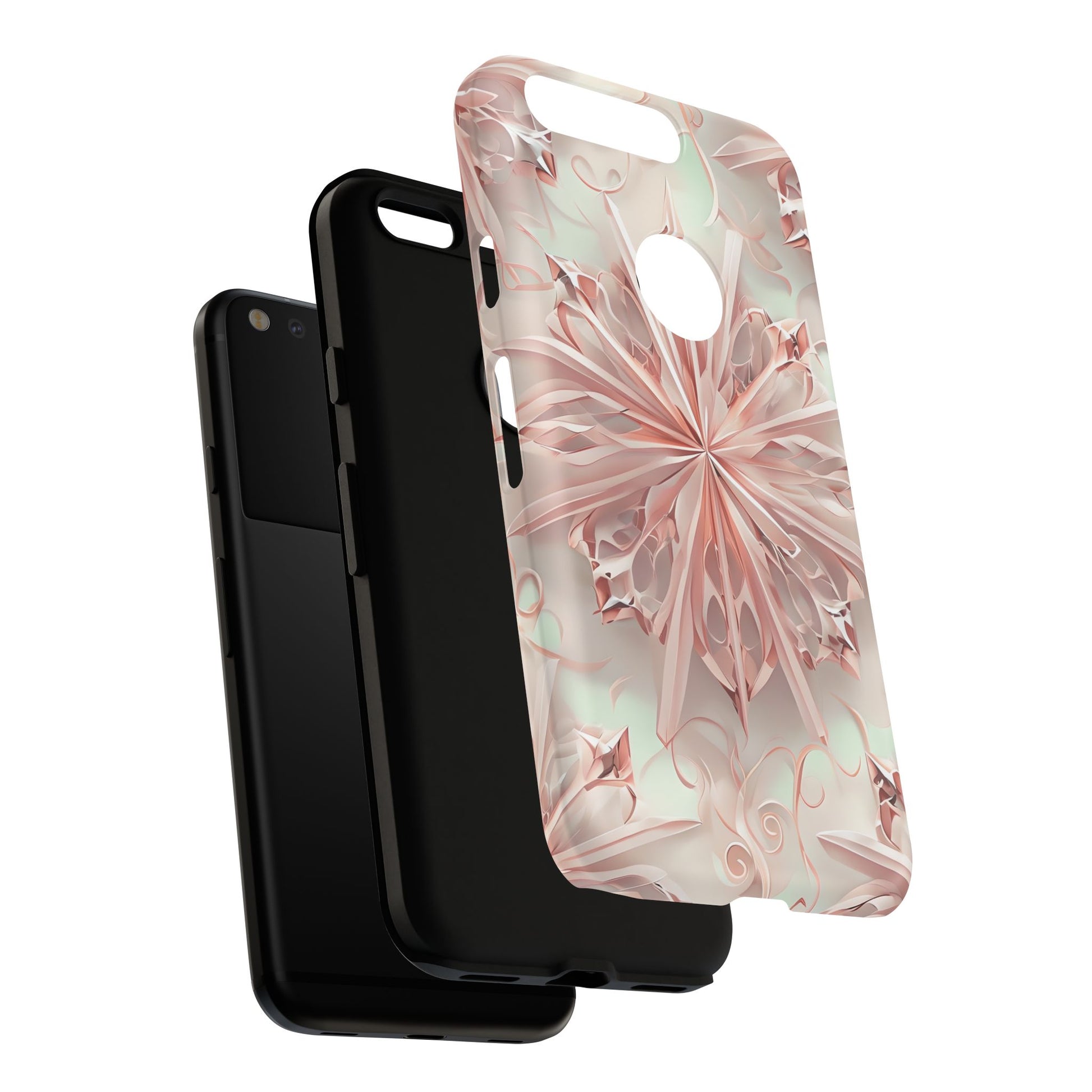 Blush Frost from our Kaleidoscope Collection - Google Pixel tough case - Soft Pink Geometric Floral Design
