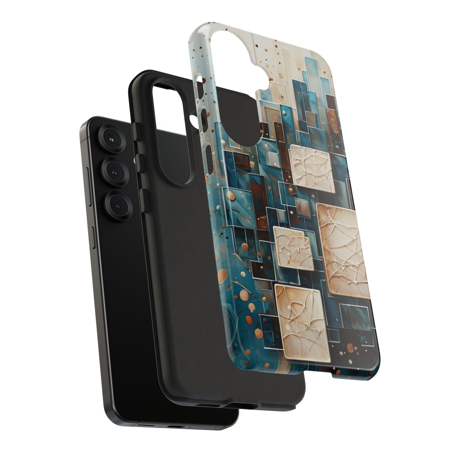 Architectural Drift Samsung Galaxy Case - Modern Geometric Teal & Parchment Design