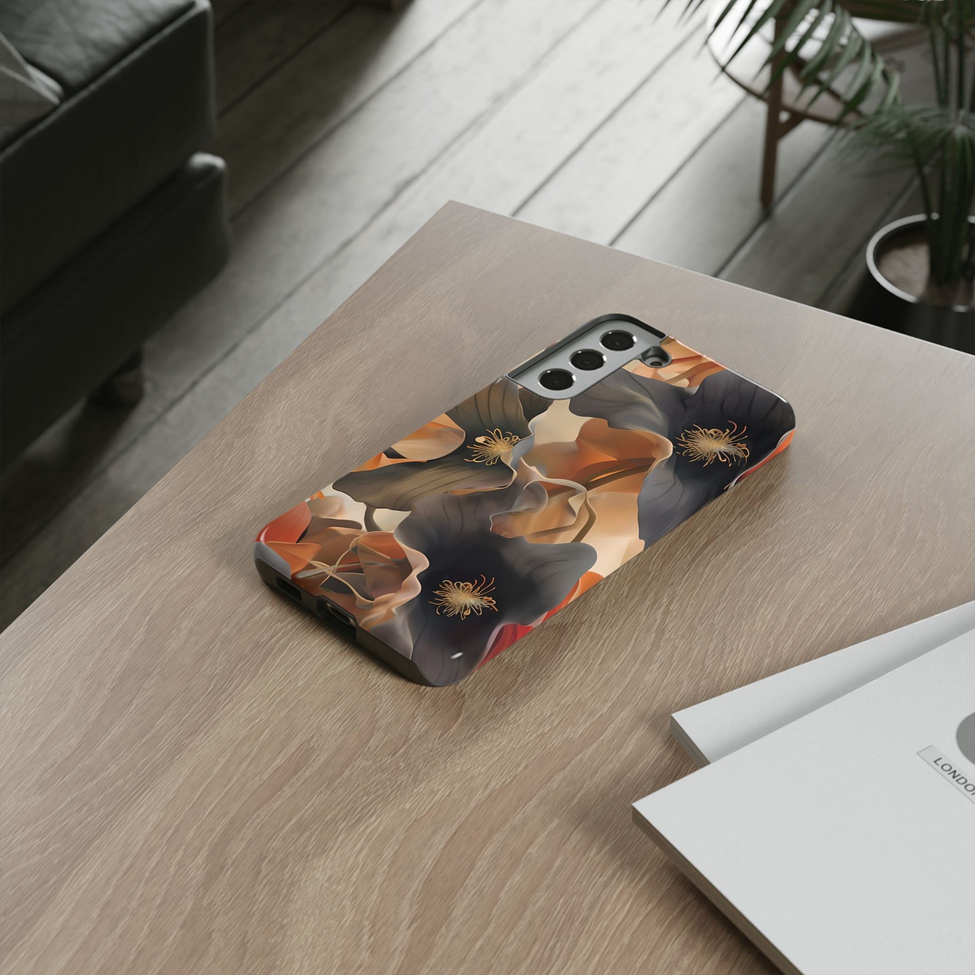 Autumn Ember - Moody Floral Art Samsung Galaxy S22 Plus Tough Phone Case - Warm Earthy Botanical Design