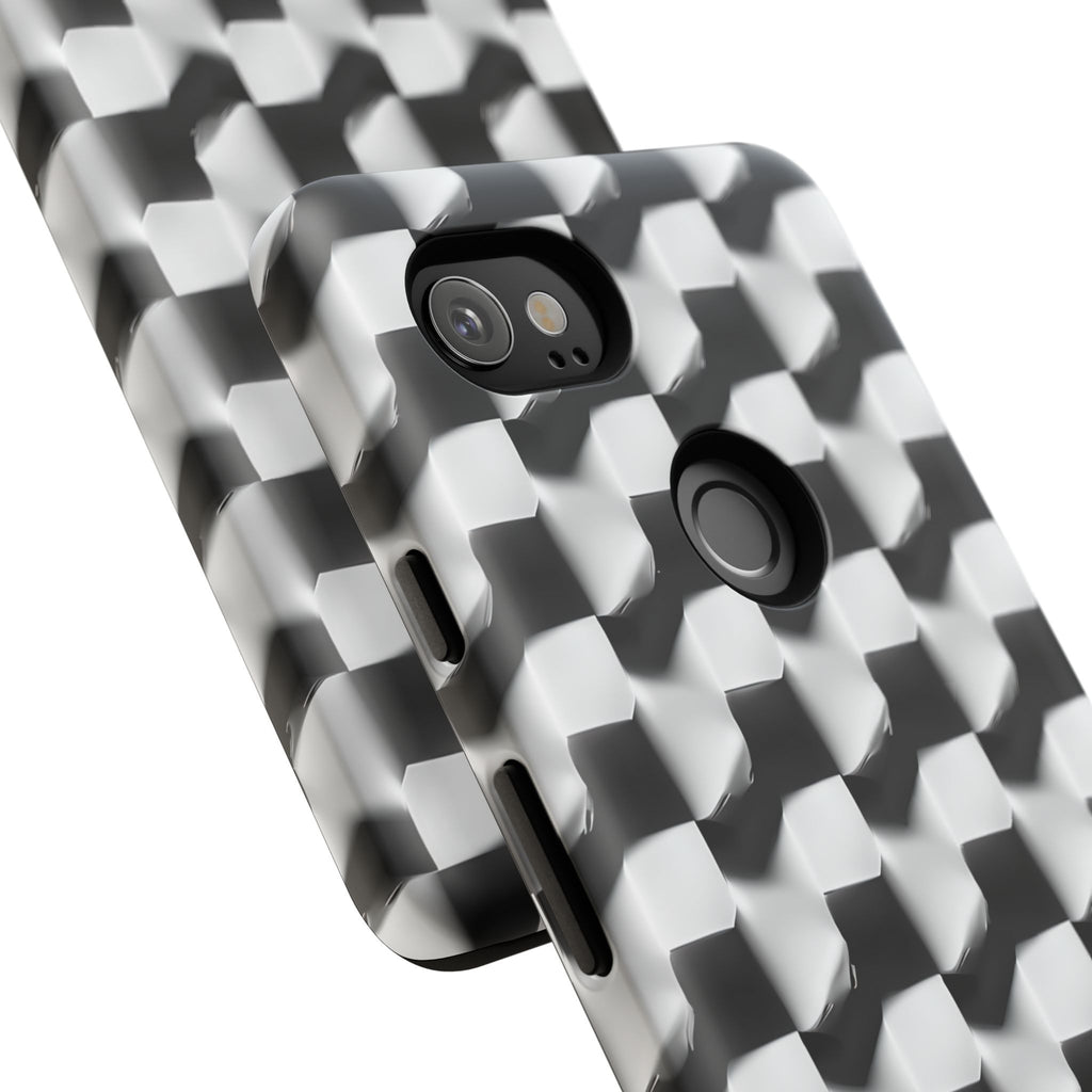 Monochrome Grid Tough Case for Google Pixel 2XL - Classic Checkerboard, Black & White, Minimalist Trend