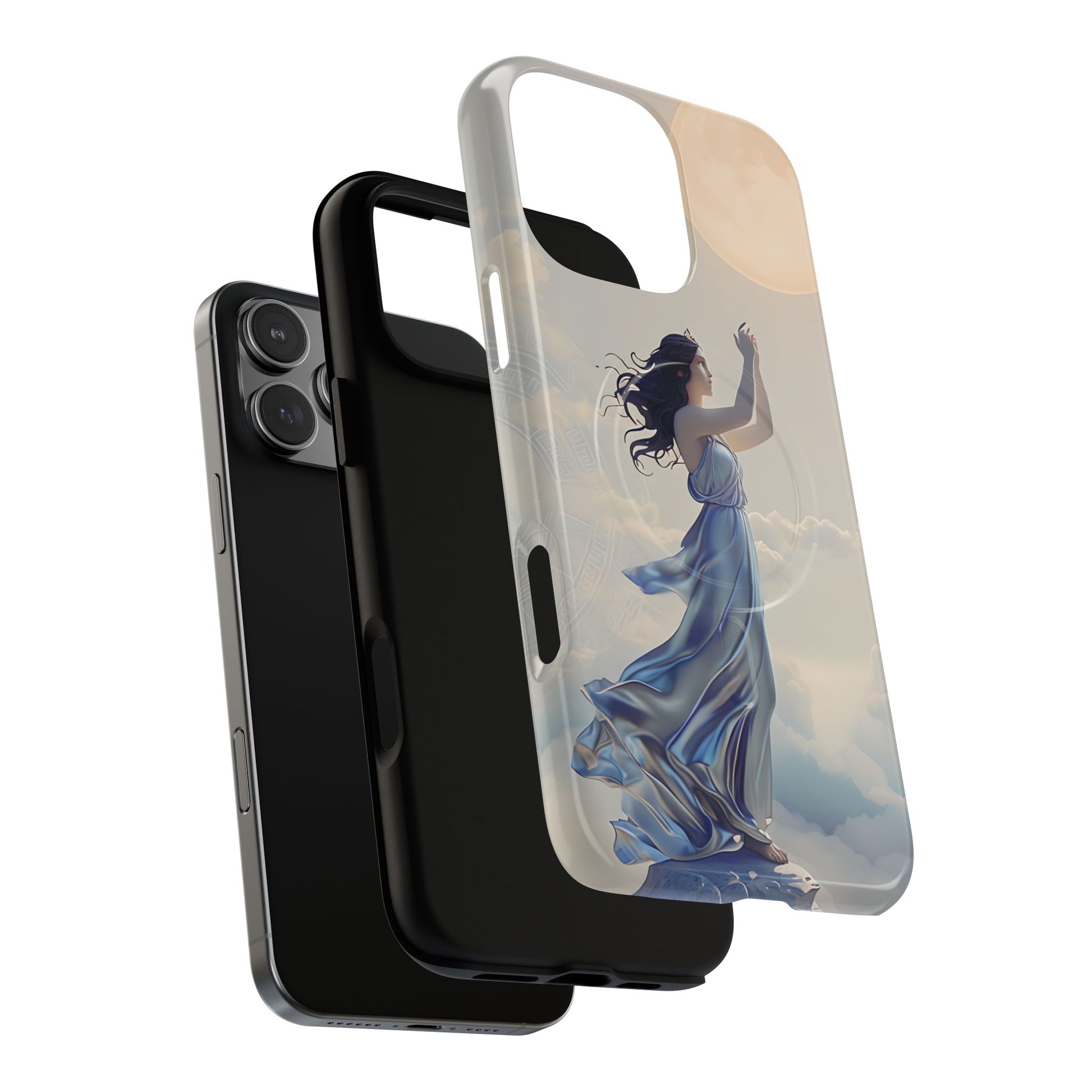 Moonlit Ascend - Ethereal Celestial Art iPhone 16 Pro Max MagSafe Phone Case -Dreamy Night Sky & Floating Woman Design