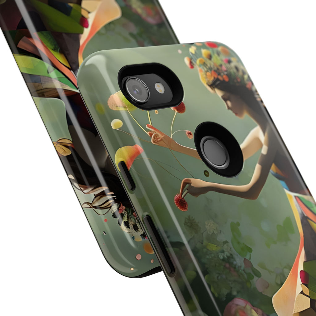Dancing Wildflower Muse Google Pixel 3a XL Tough Case - Artistic Floral Fantasy Cover - Whimsical Nature-Inspired Protective Accessory