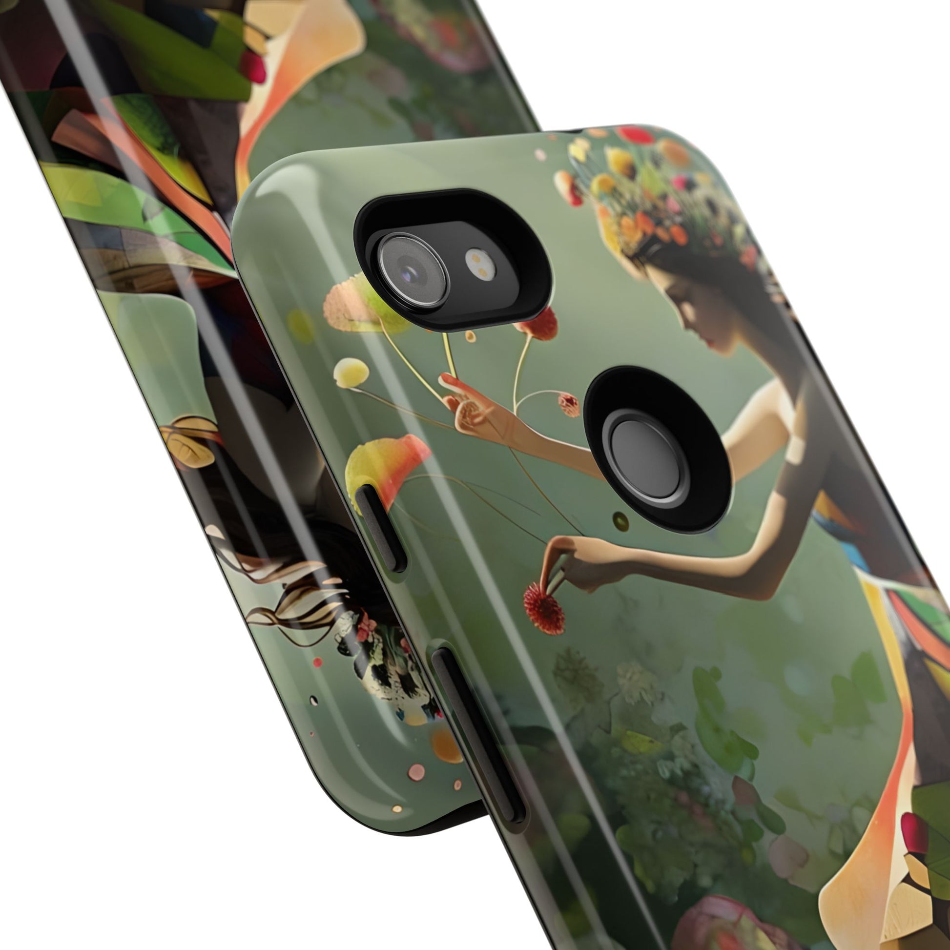 Dancing Wildflower Muse Google Pixel 3a XL Tough Case - Artistic Floral Fantasy Cover - Whimsical Nature-Inspired Protective Accessory