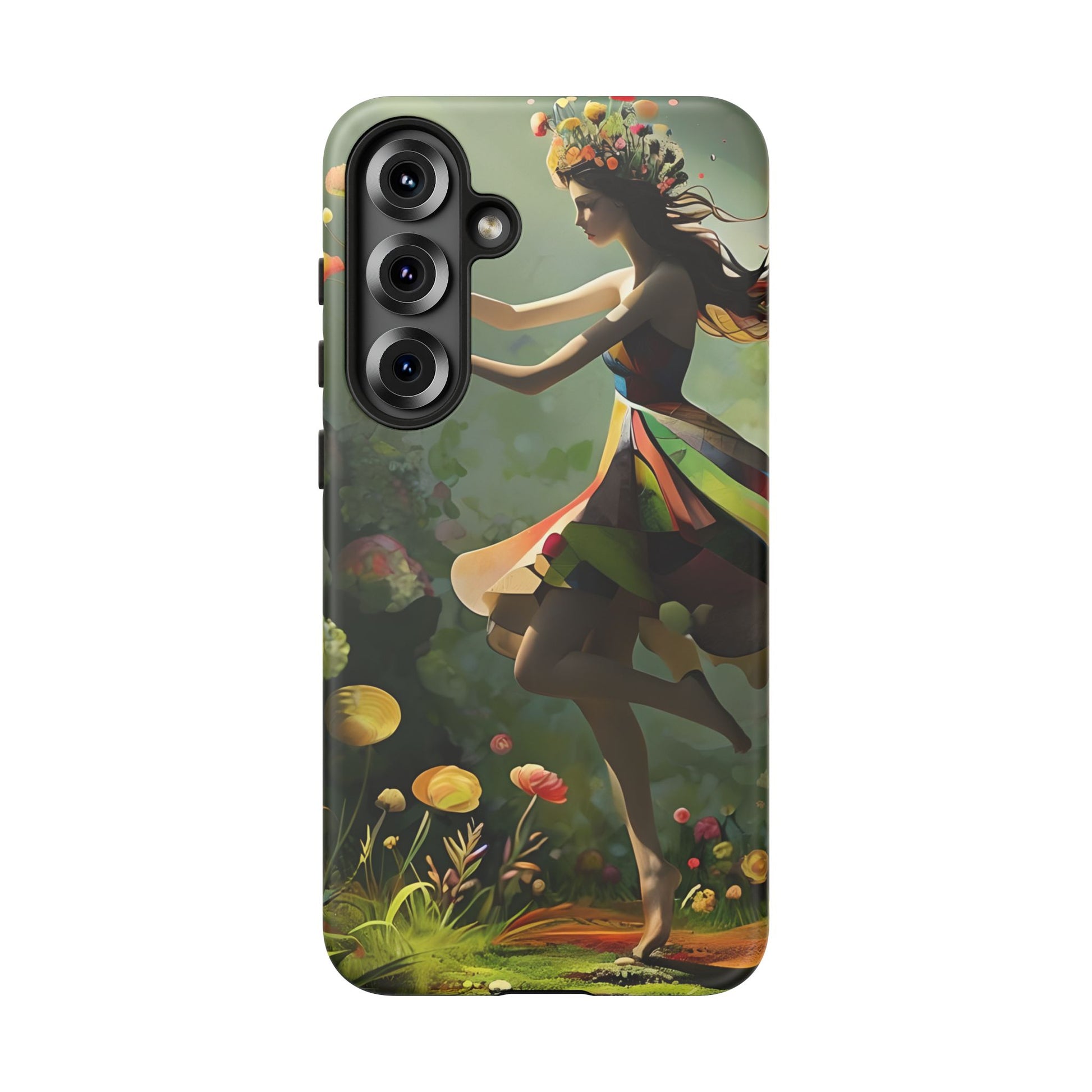 Dancing Wildflower Muse Samsung Galaxy S25 Plus Tough Case - Artistic Floral Fantasy Cover - Whimsical Nature-Inspired Protective Accessory