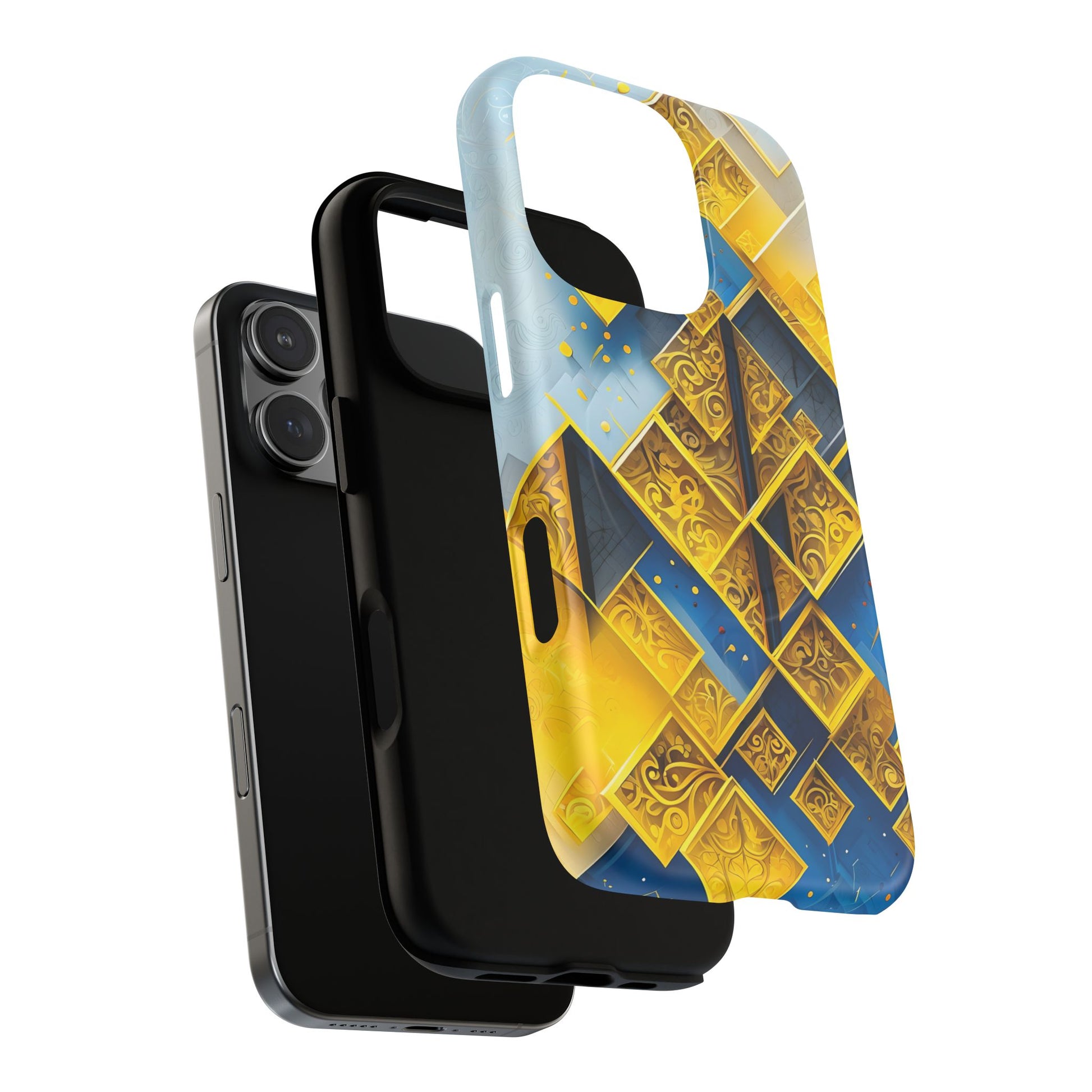 Golden Ascent Luxe Geometric iPhone 16 Pro - MagSafe Compatible - Elegant Abstract Gold Design