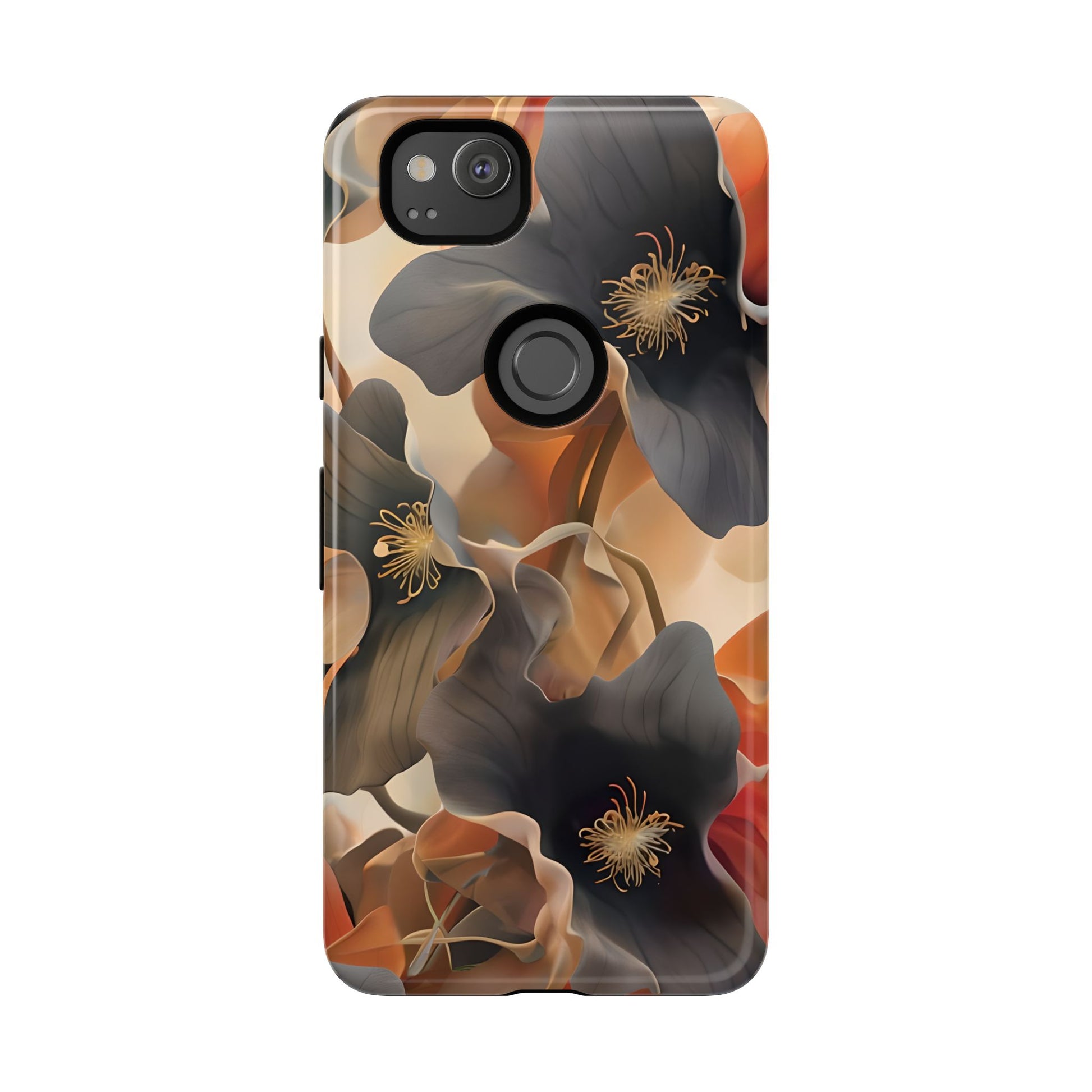 Autumn Ember - Moody Floral Art Google Pixel 2 Tough Phone Case - Warm Earthy Botanical Design