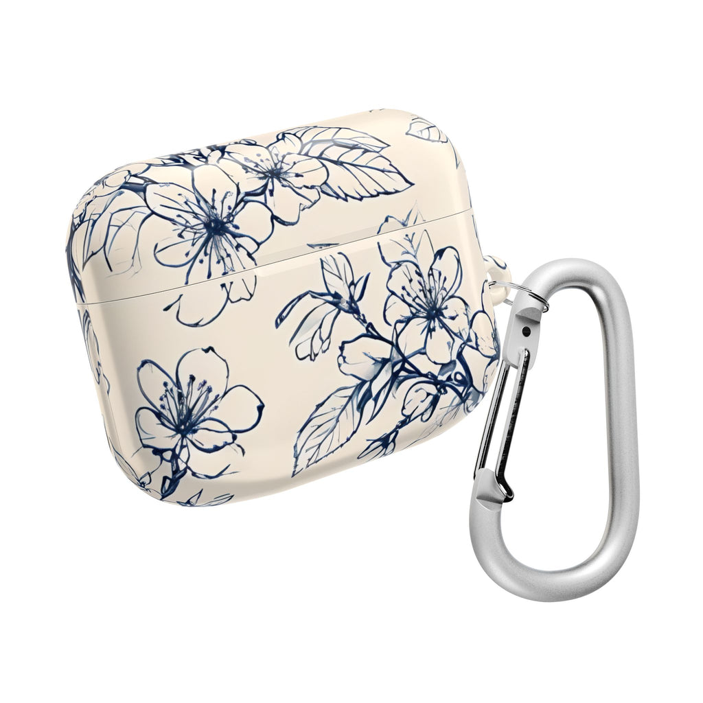 Blossom Sketch AirPod Case - Elegant Floral Earbud Cover for Gen 1, 2, 3, Pro Gen 1 & 2 - Chic Blue Botanical Gift for Her