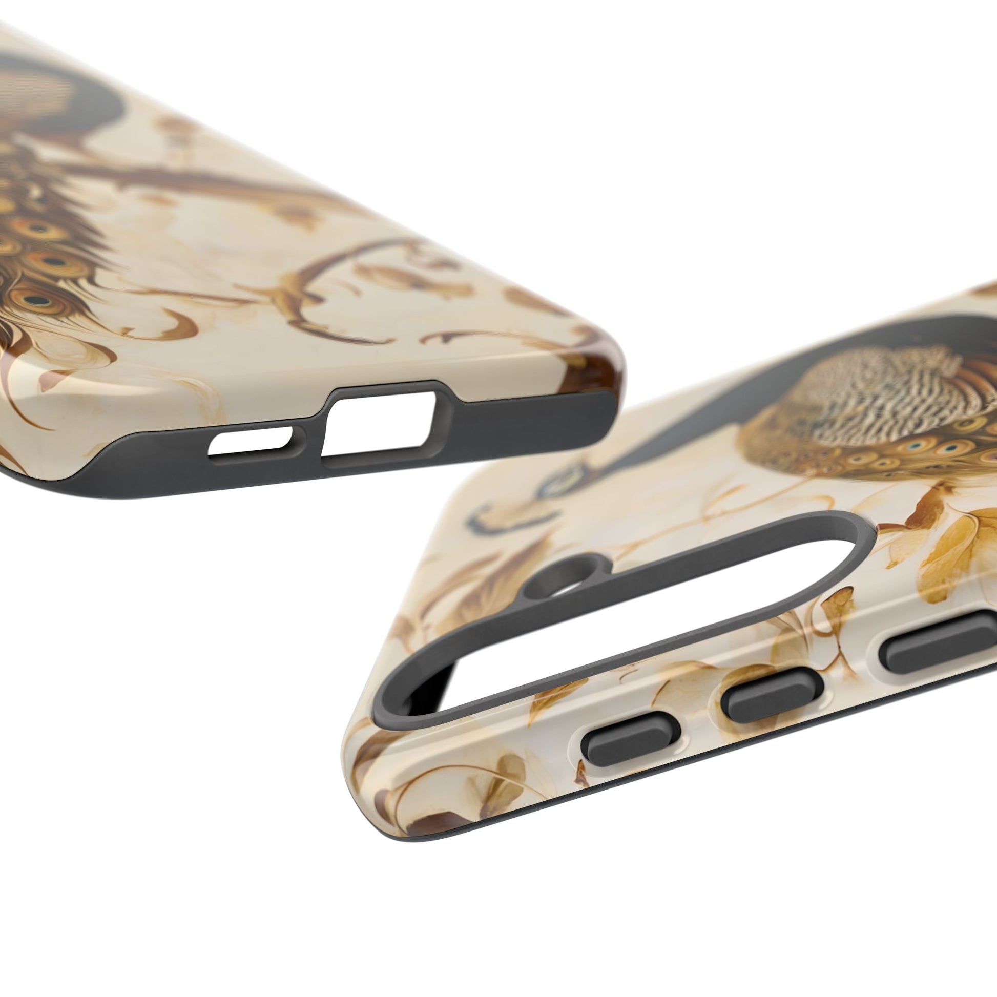 Golden Plumage - Luxe Peacock Art Samsung Galaxy S25 Plus Phone Case - Elegant Gold & Cream Design