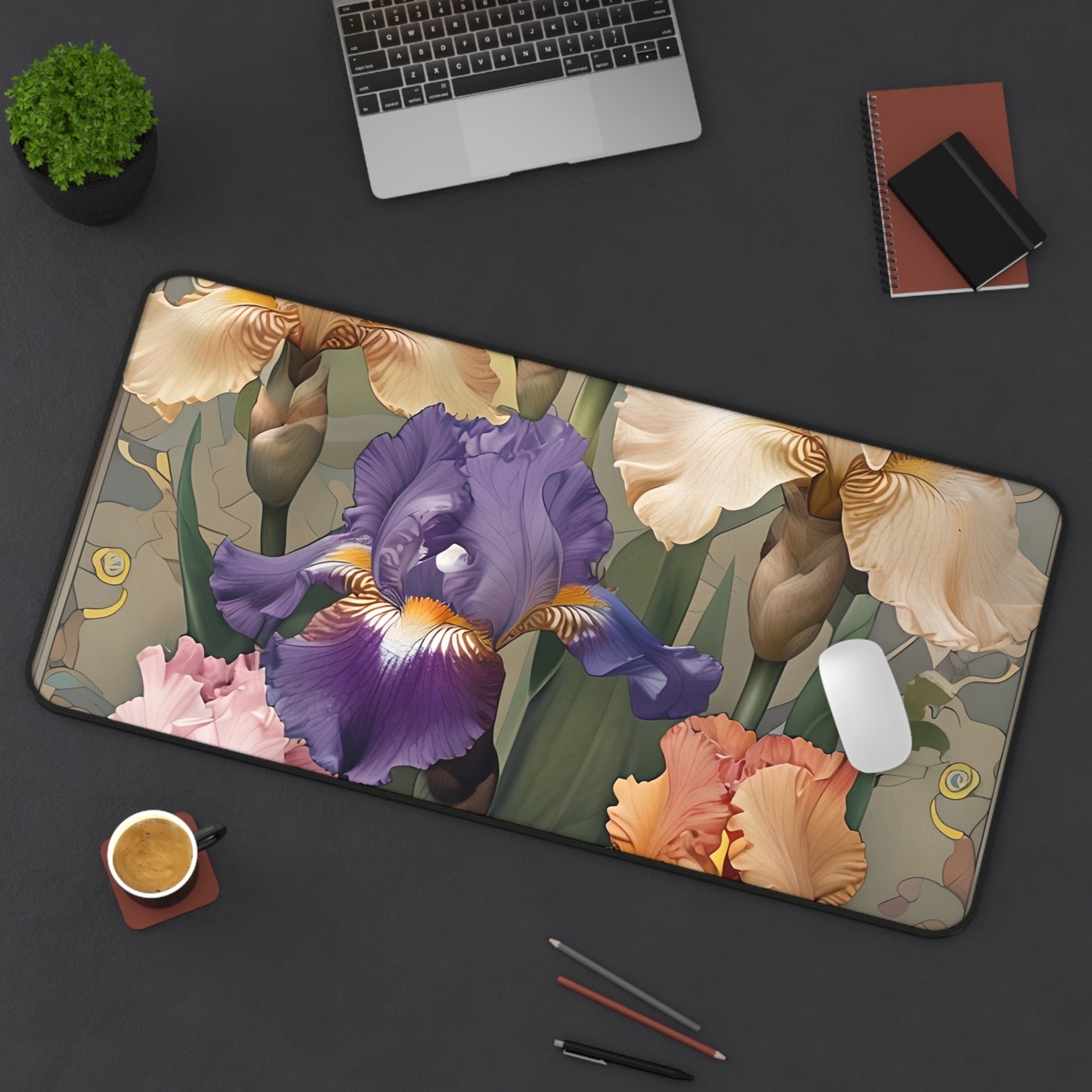 Iris Reverie Designer Desk Mat - Premium Office Desk Pad, 3 Sizes Available, Artistic Workspace Protection