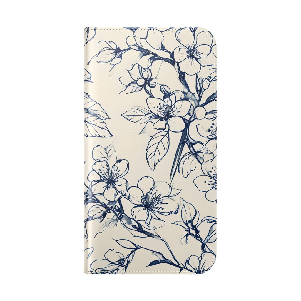 Blossom Sketch - Minimalist Floral Flip Phone Case for iPhone 14 Plus
