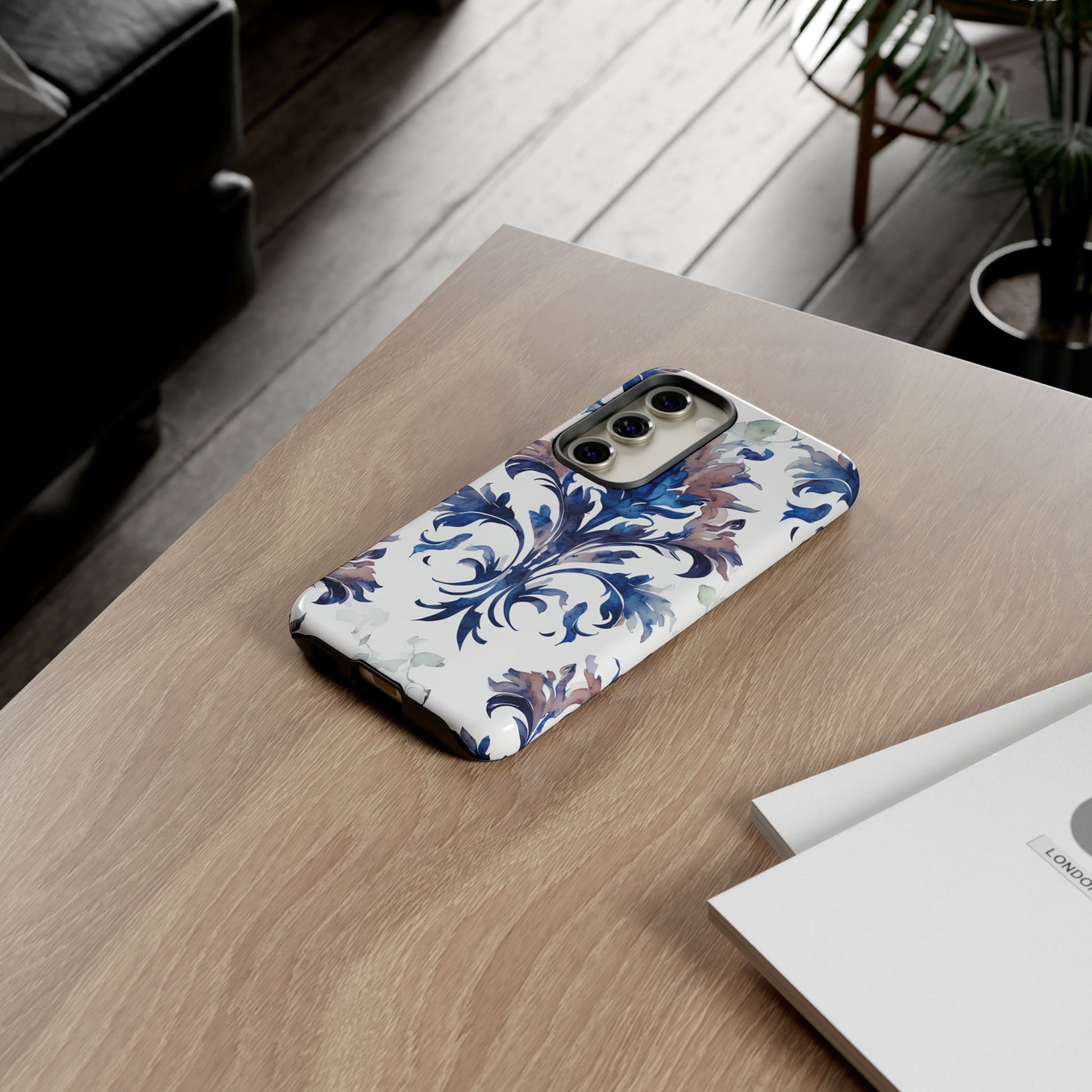 Delft Reverie - Elegant Blue & White Samsung S23 Tough Phone Case - Dutch Delftware-Inspired Floral Design