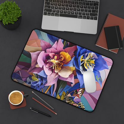 Blue Columbine Carnivale Desk Mat - Premium Office Desk Pad, 3 Sizes Available, Artistic Workspace Protection