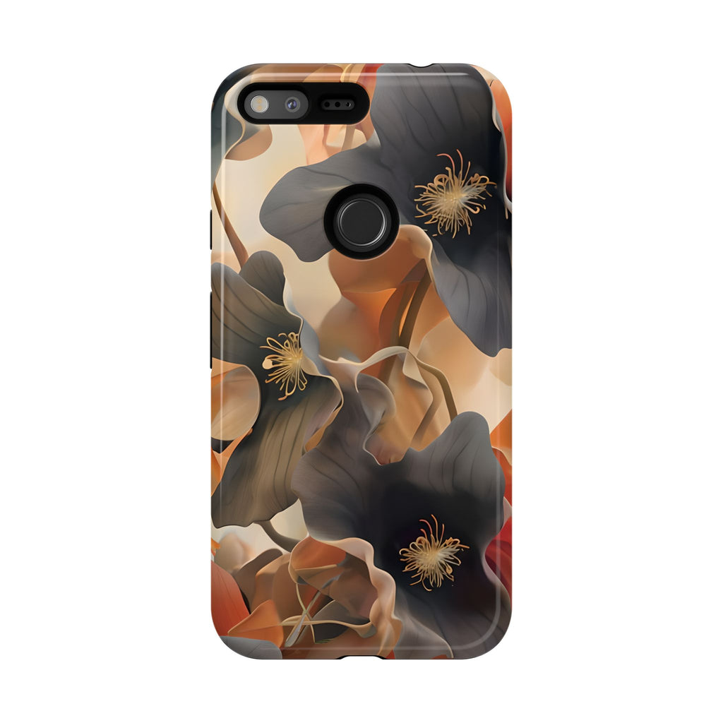 Autumn Ember - Moody Floral Art Google Pixel XL Tough Phone Case - Warm Earthy Botanical Design