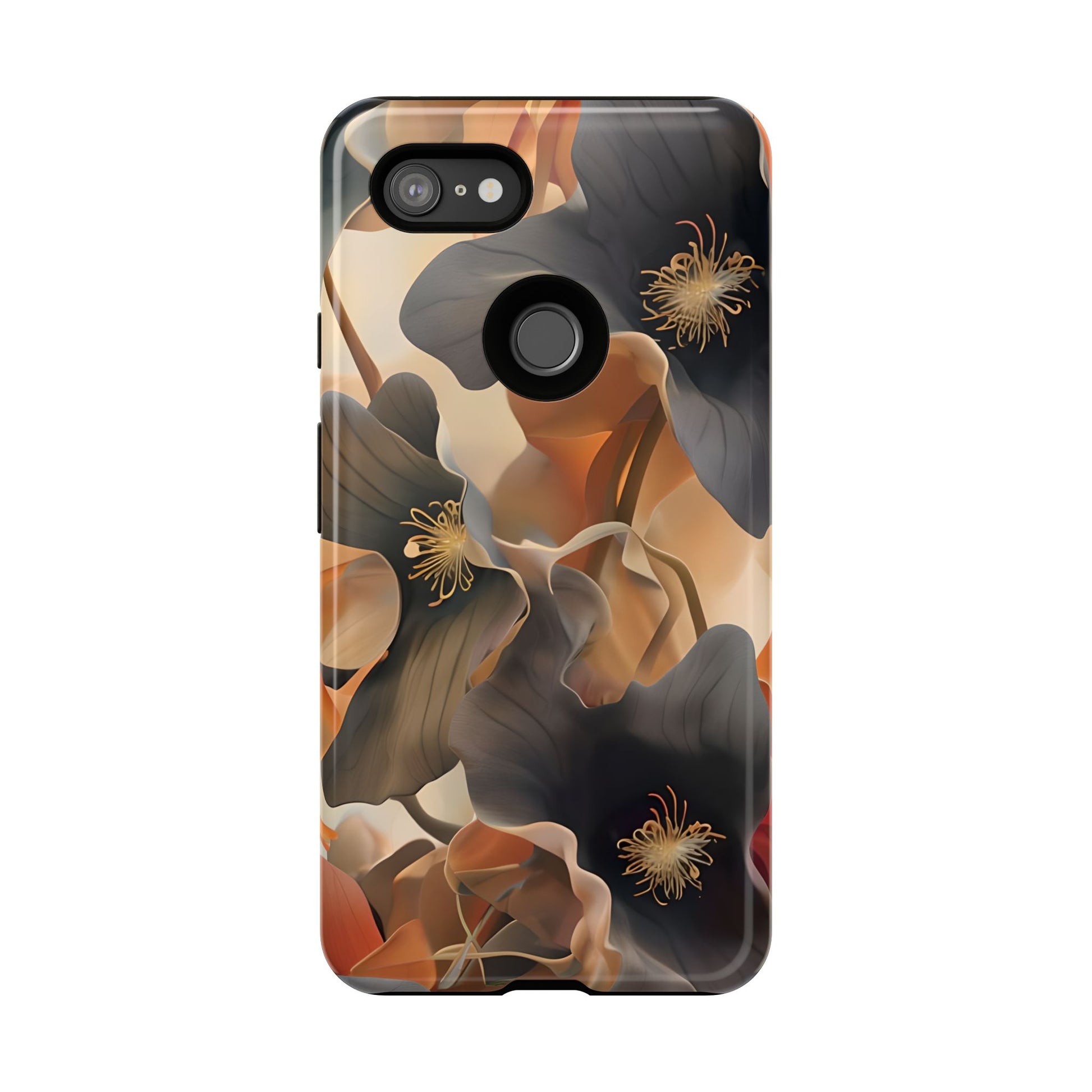 Autumn Ember - Moody Floral Art Google Pixel 3XL Tough Phone Case - Warm Earthy Botanical Design