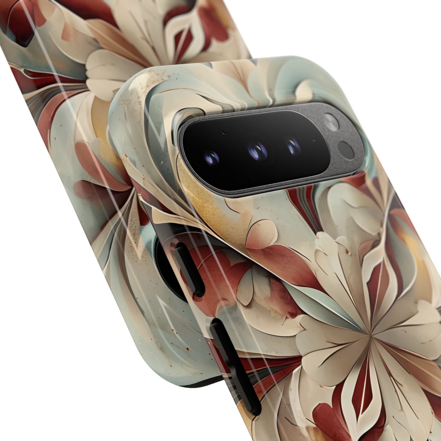 Vintage Baroque Blossom - Ornate Floral Art Google Pixel Tough Phone Case - Elegant Baroque-Inspired Design