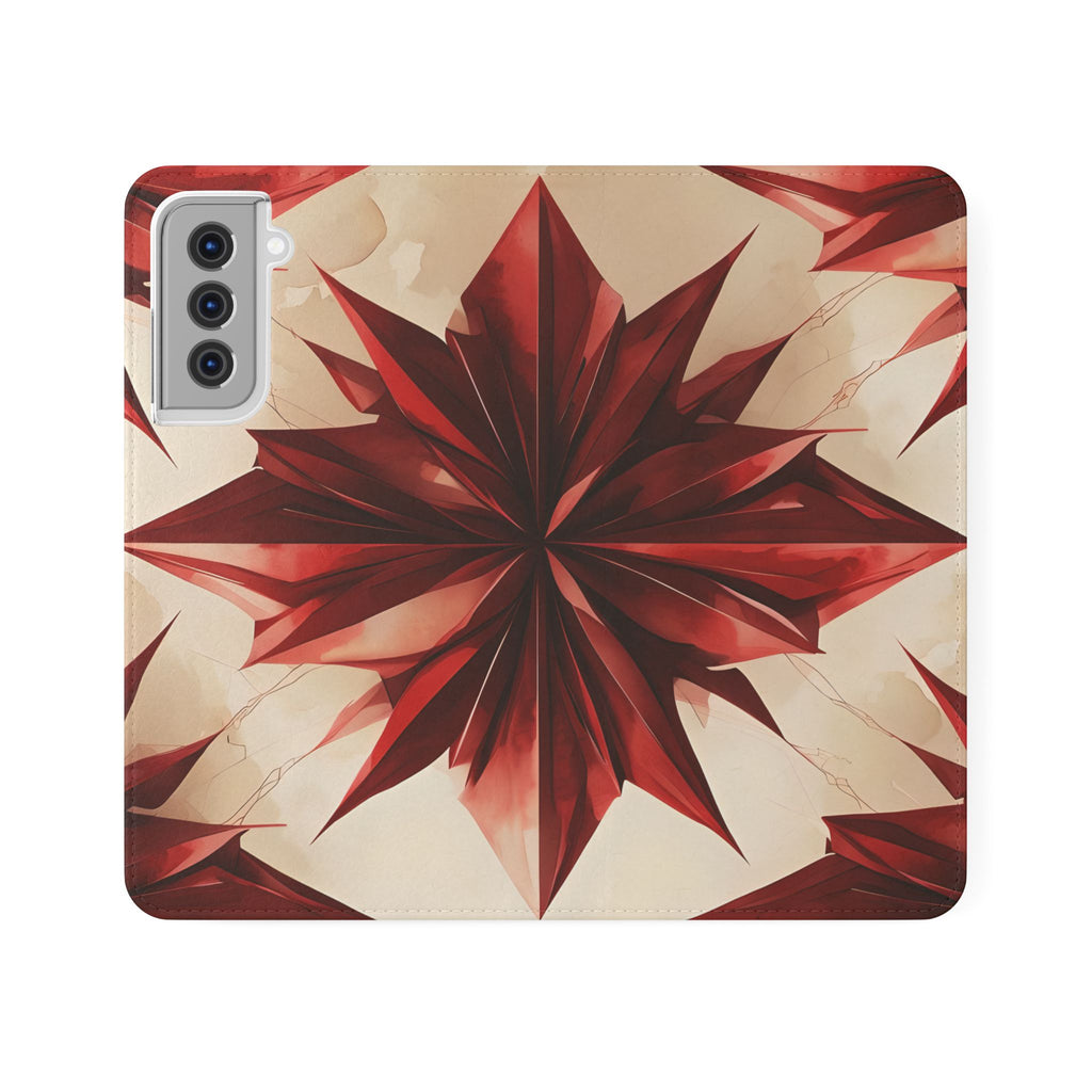Ruby Compass Samsung Galaxy S21 Wallet Case - Bold Geometric Flip Cover with Card Slots