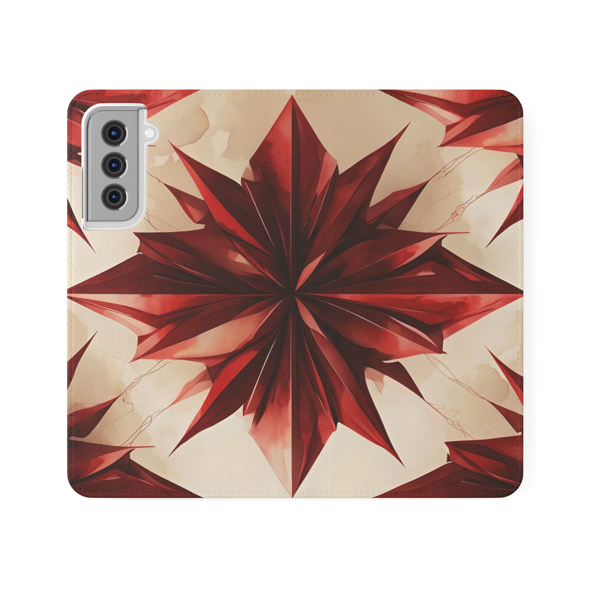 Ruby Compass Samsung Galaxy S21 Wallet Case - Bold Geometric Flip Cover with Card Slots
