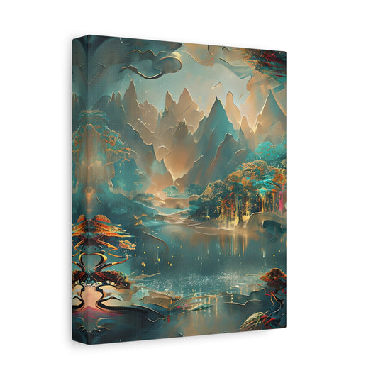 Misty Horizon - Tranquil Landscape Vertical Wall Art in Cool Neutrals