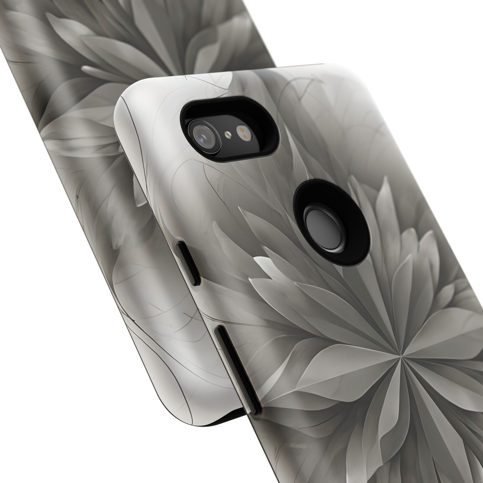 Silver Lotus - Elegant Monochrome Floral Google Pixel 3XL Tough Phone Case - Modern Lotus Design