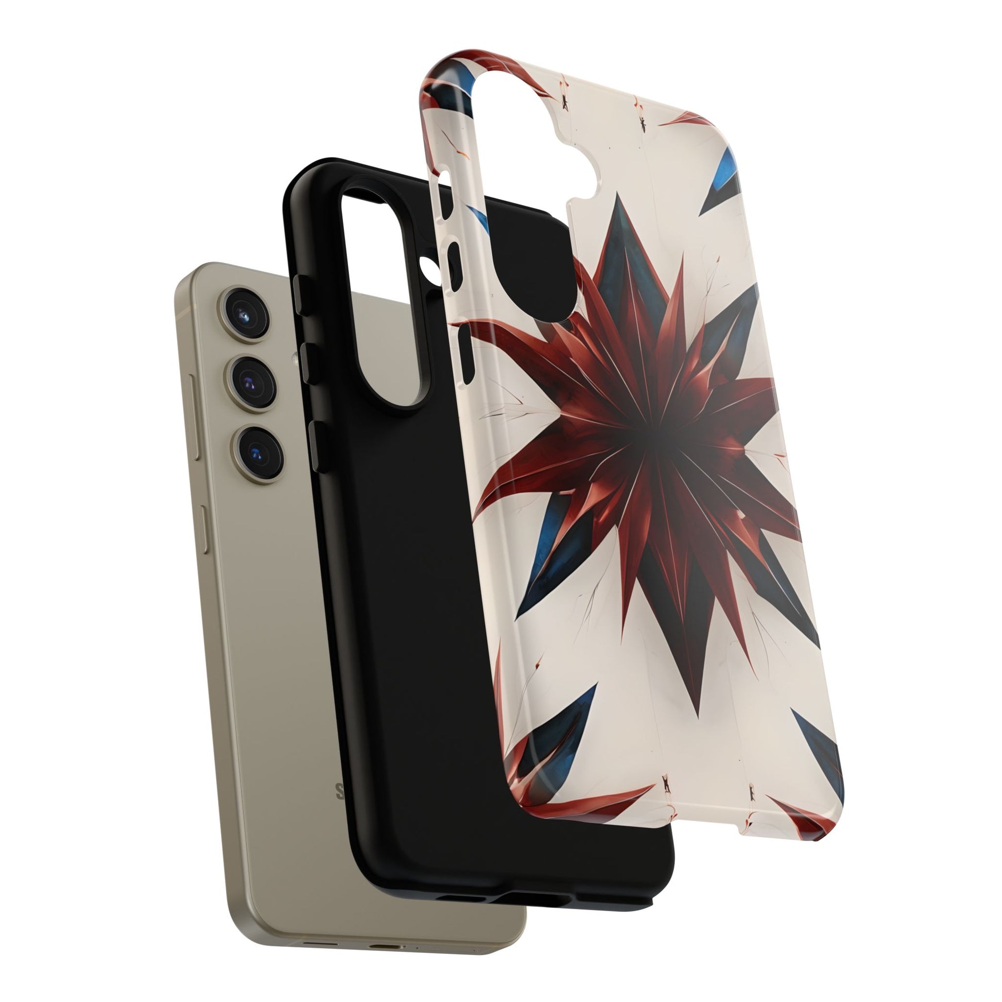 Garnet Starburst - Kaleidoscope Collection Gemstone Floral - Samsung Galaxy S24 Tough Phone Case - Floral Burst Design