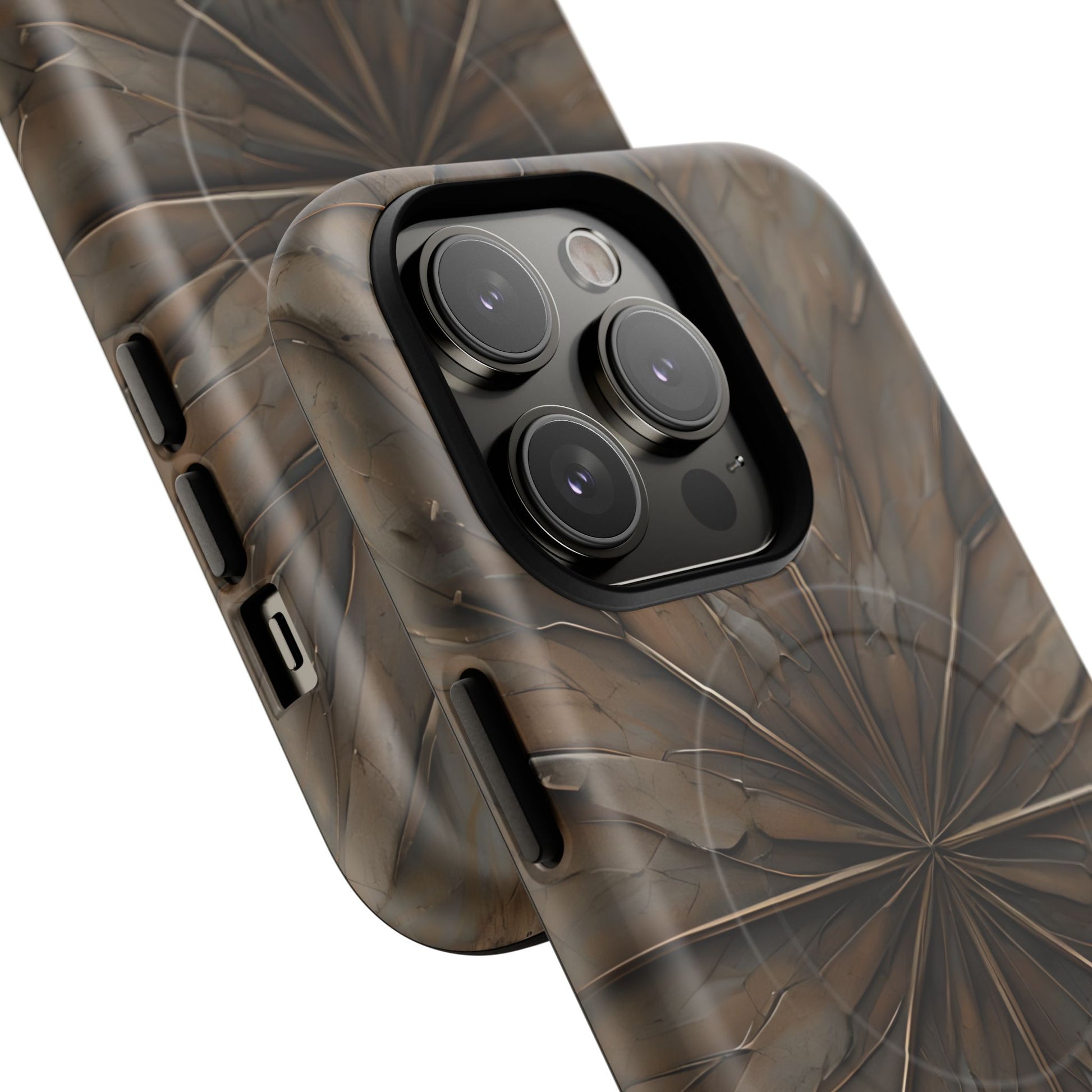 Earthstone Mandala - Kaleidoscope Collection Artistic Taupe Burst - iPhone 14 Pro MagSafe Phone Case