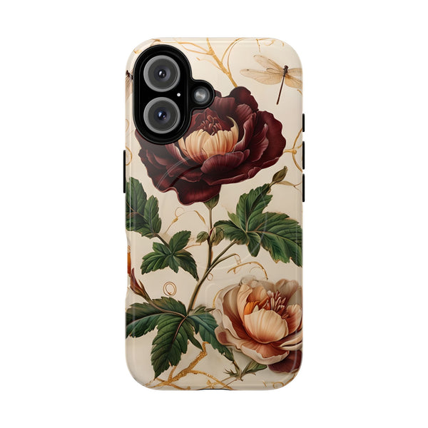 Vintage Burgundy Rose - Elegant Floral iPhone 16 MagSafe Phone Case - Classic Painterly Rose Design