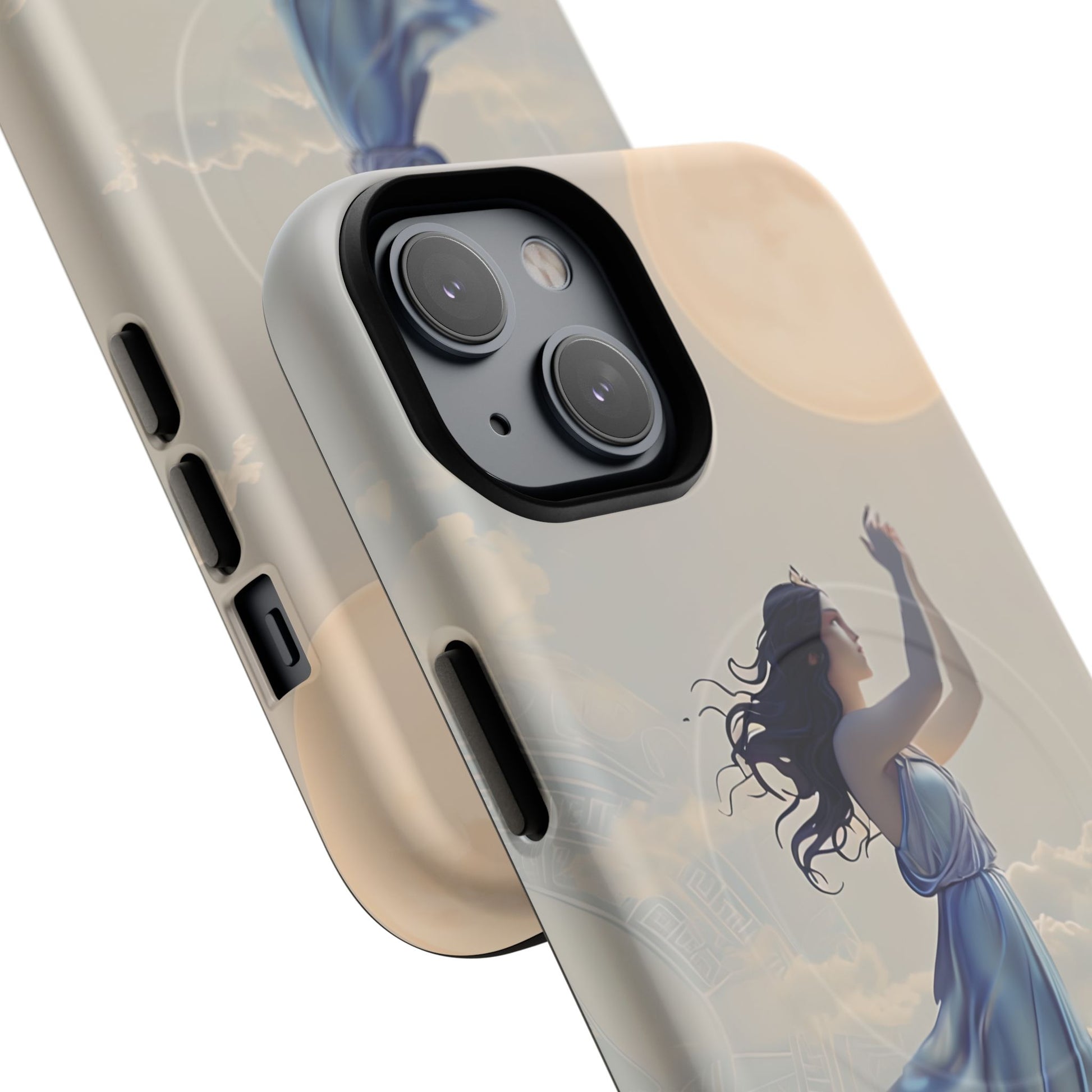 Moonlit Ascend - Ethereal Celestial Art iPhone 14 MagSafe Phone Case -Dreamy Night Sky & Floating Woman Design