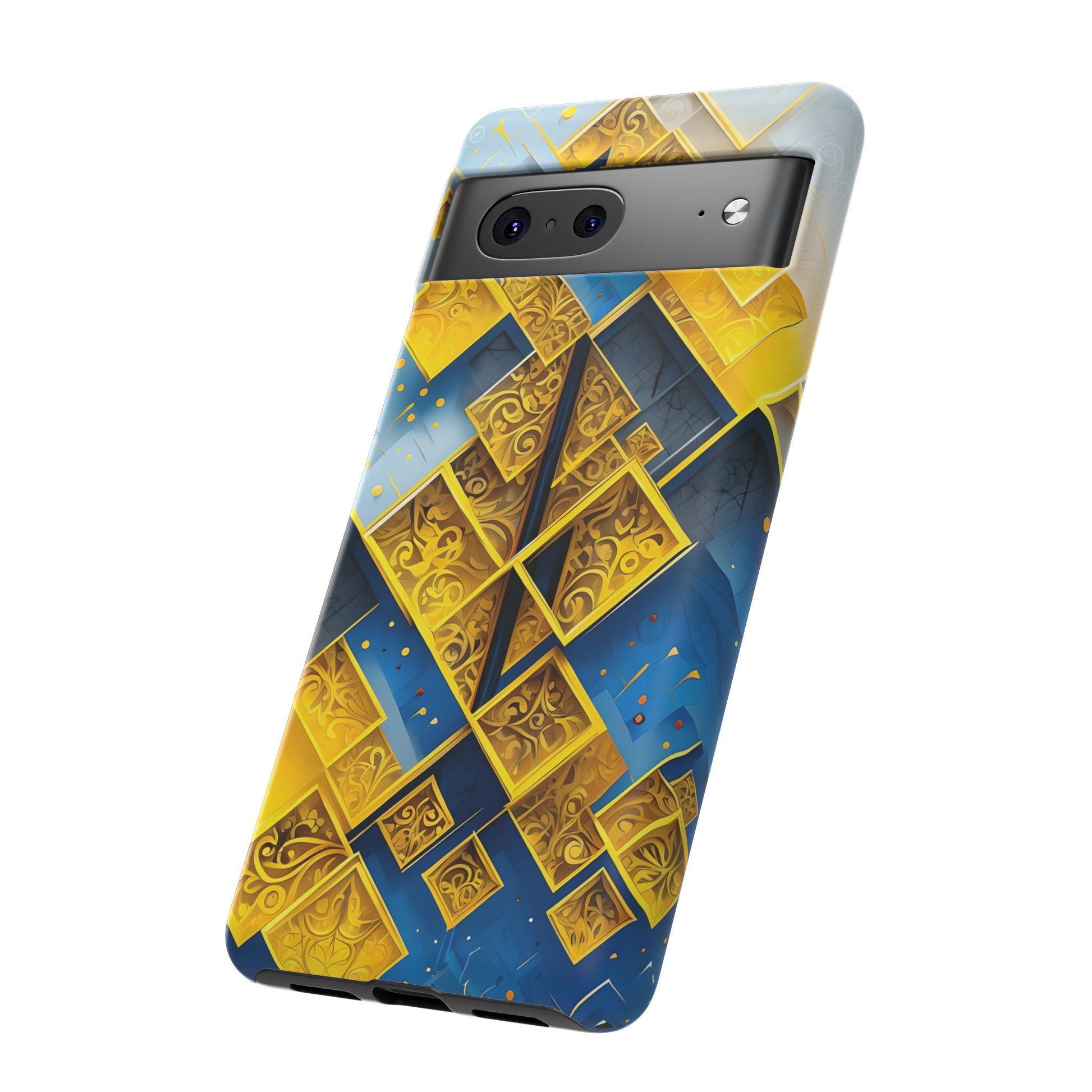 Golden Ascent Luxe Geometric Google Pixel 7 Tough Case - Elegant Abstract Gold Design