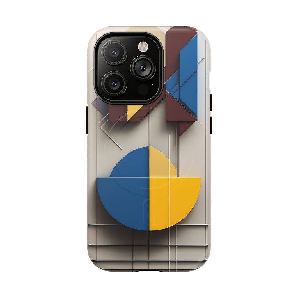 Chromatic Construct iPhone 14 Pro MagSafe Phone Case -Modern Geometrical Design, Primary Colors