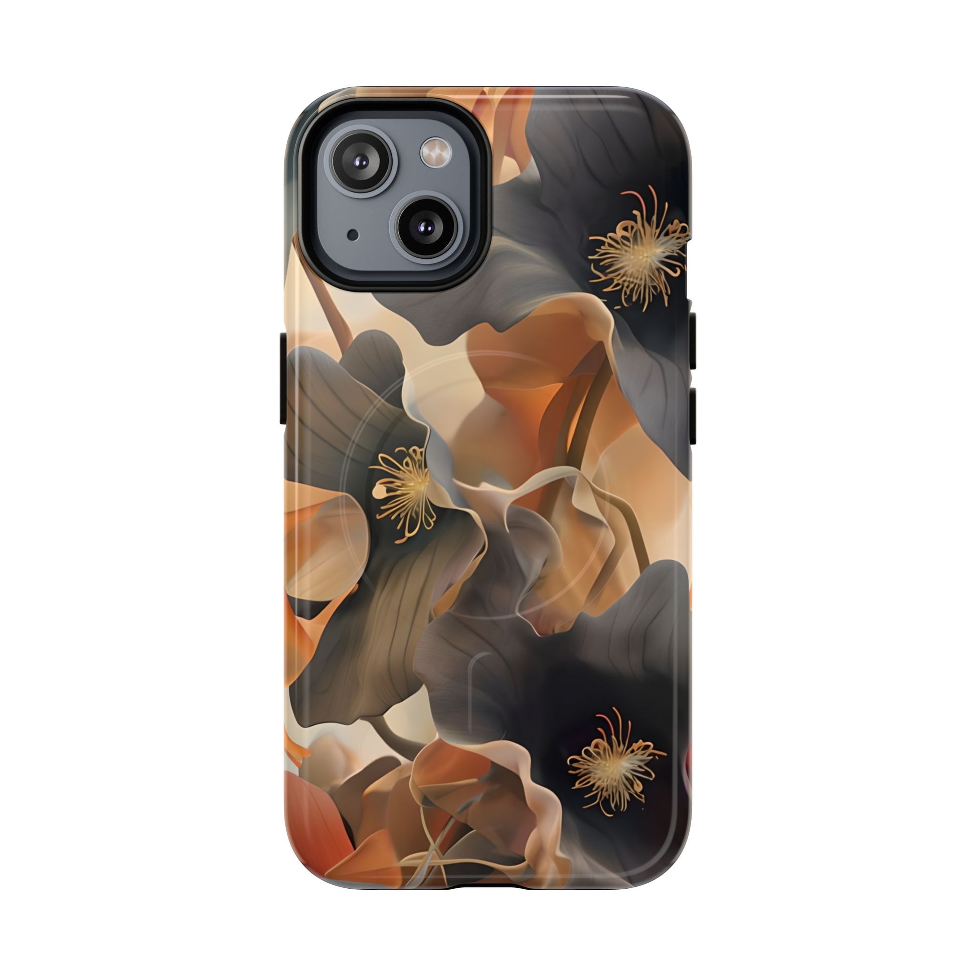 Autumn Ember - Moody Floral Art iPhone 14 MagSafe Phone Case -Warm Earthy Botanical Design