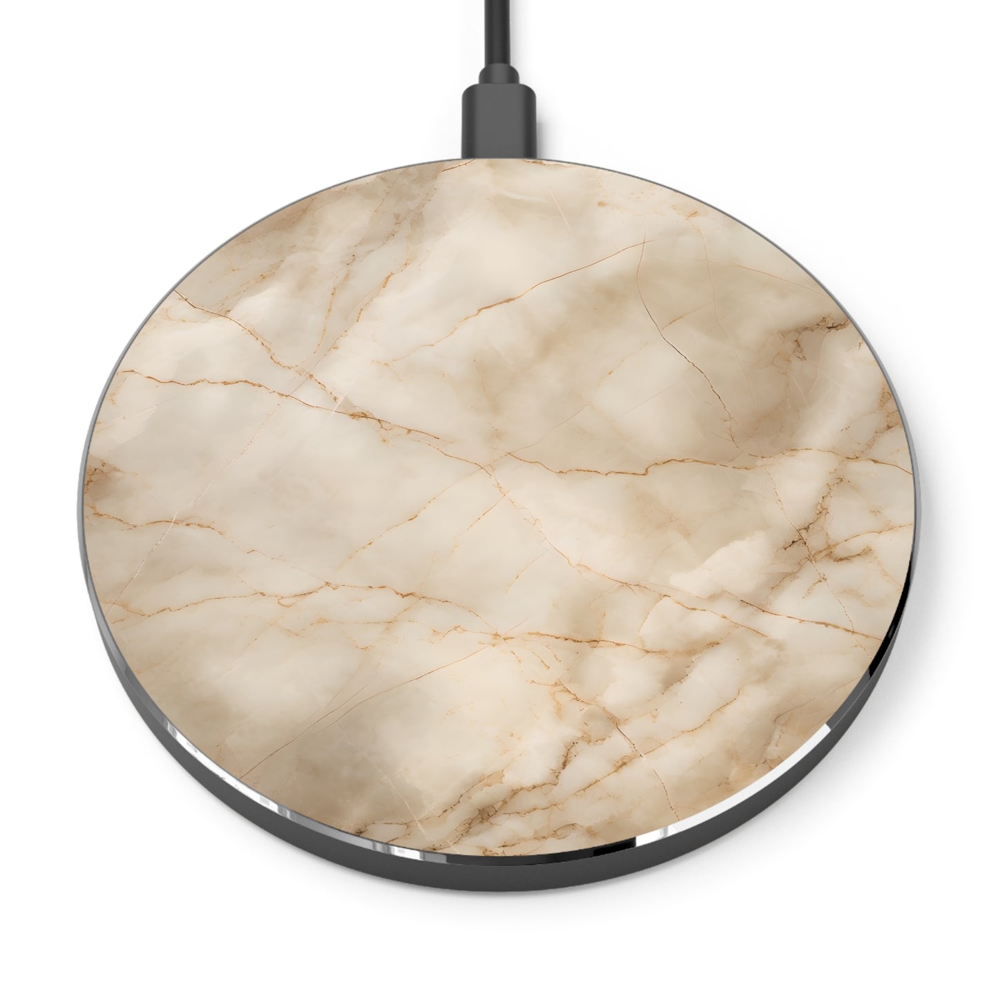 Parchment Mist beige marble decorative Qi wireless charger with soft parchment stone texture
