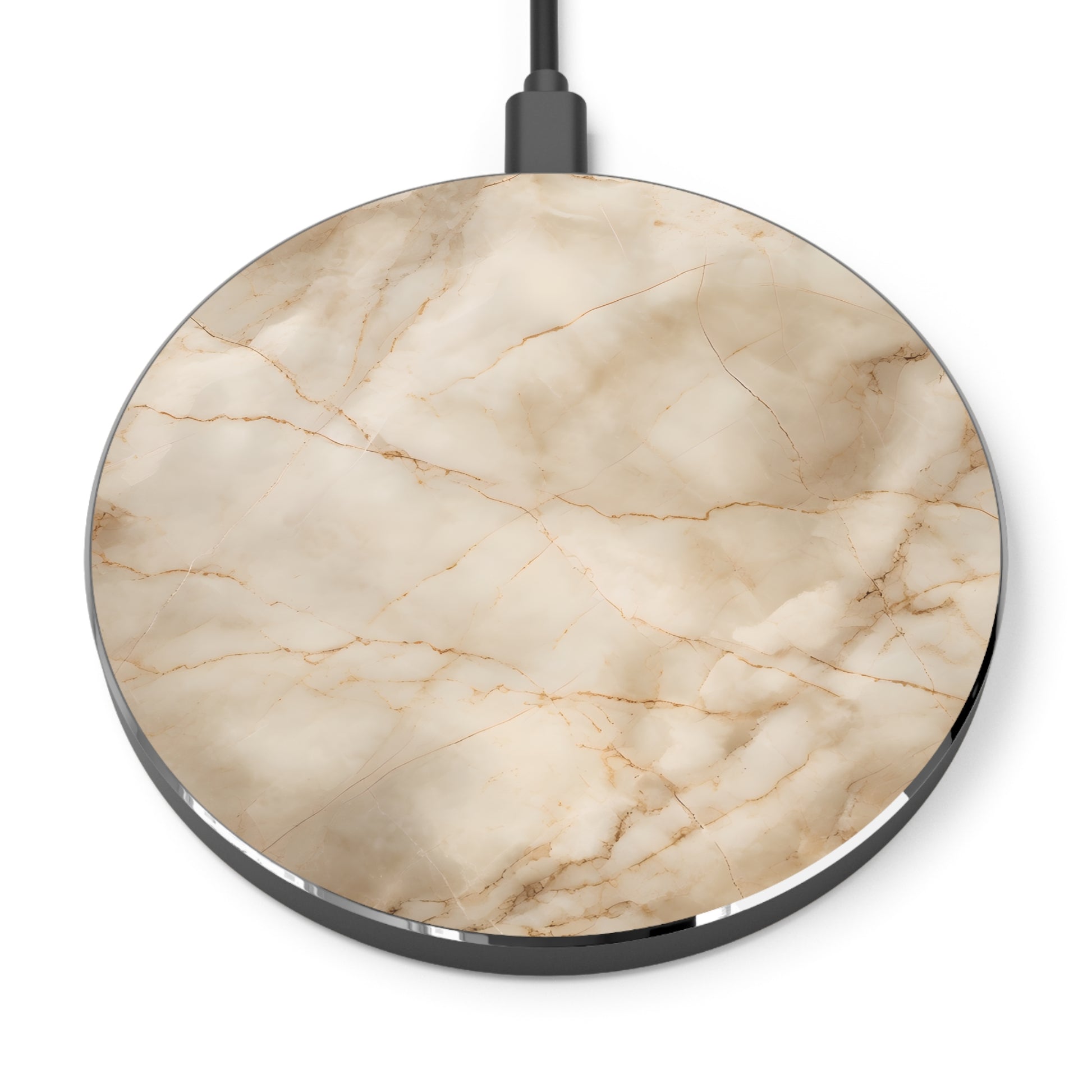 Parchment Mist beige marble decorative Qi wireless charger with soft parchment stone texture