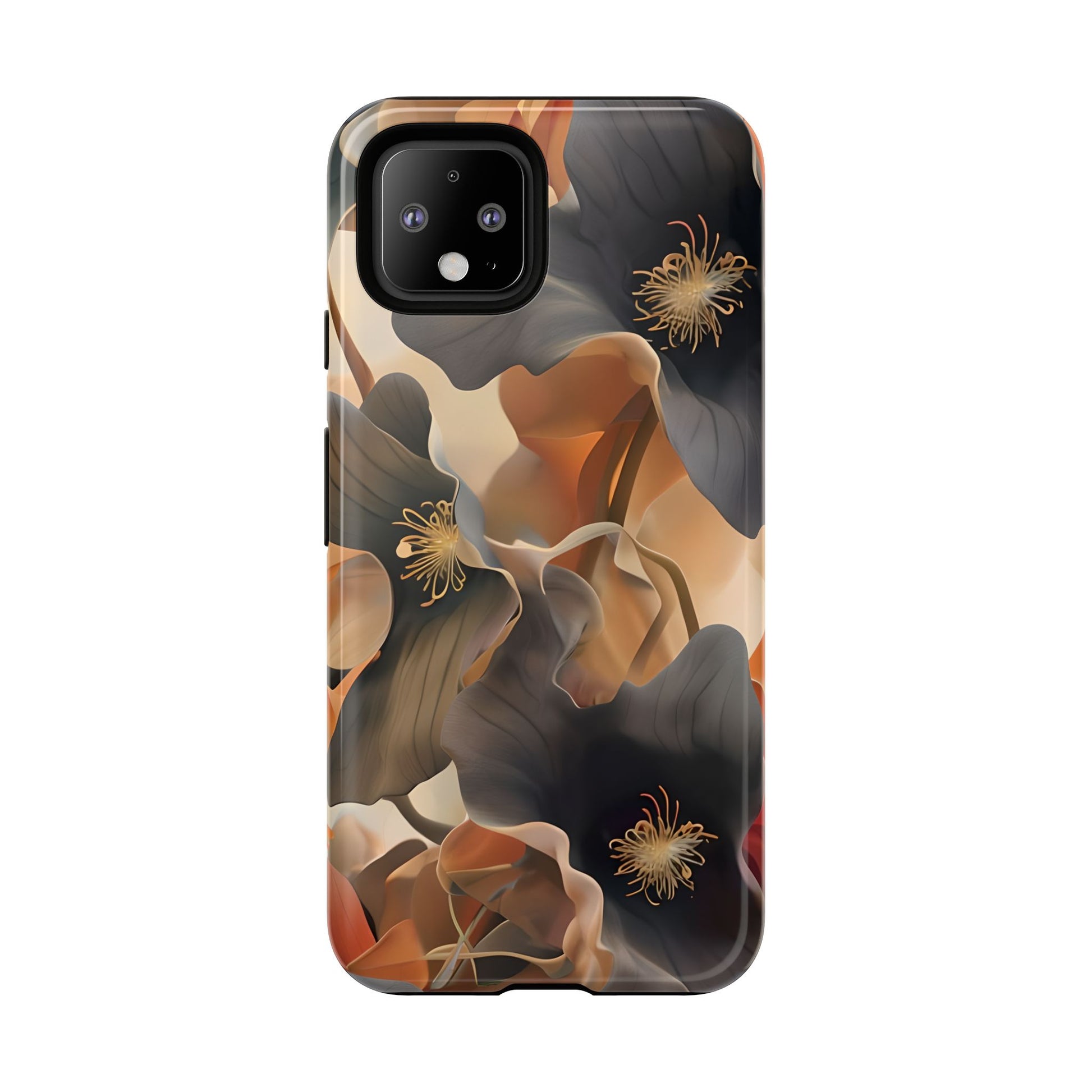 Autumn Ember - Moody Floral Art Google Pixel 4 Tough Phone Case - Warm Earthy Botanical Design