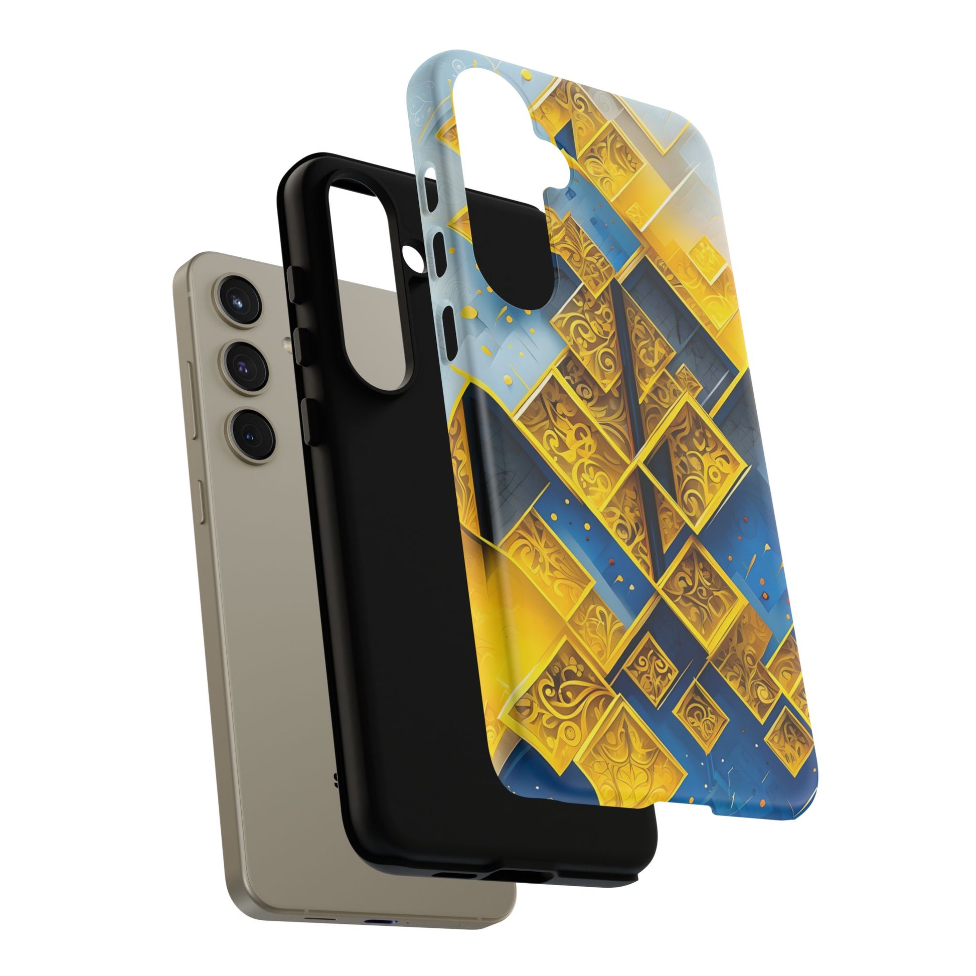 Golden Ascent Luxe Geometric Samsung Galaxy S24 Plus Tough Case - Elegant Abstract Gold Design