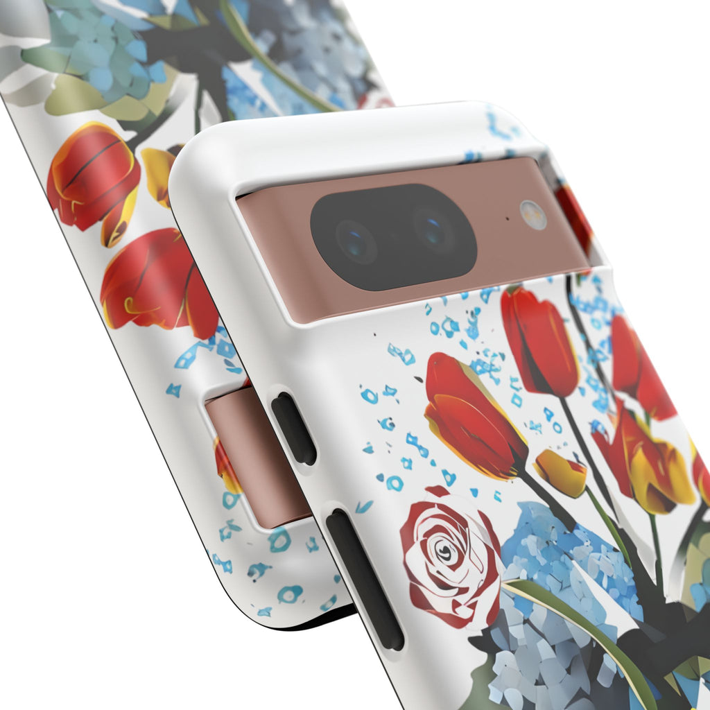 Bouquet Brilliance - Artistic Floral Google Pixel 8 Tough Phone Case - Vibrant Tulip, Rose & Hydrangea Design