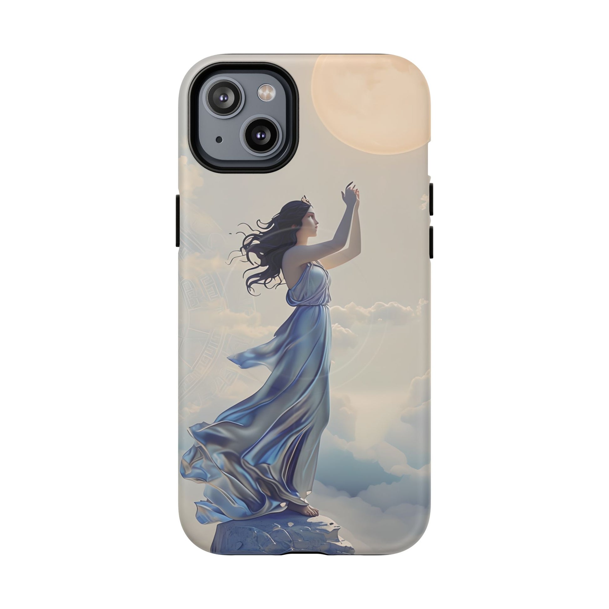 Moonlit Ascend - Ethereal Celestial Art iPhone 14 Plus MagSafe Phone Case -Dreamy Night Sky & Floating Woman Design