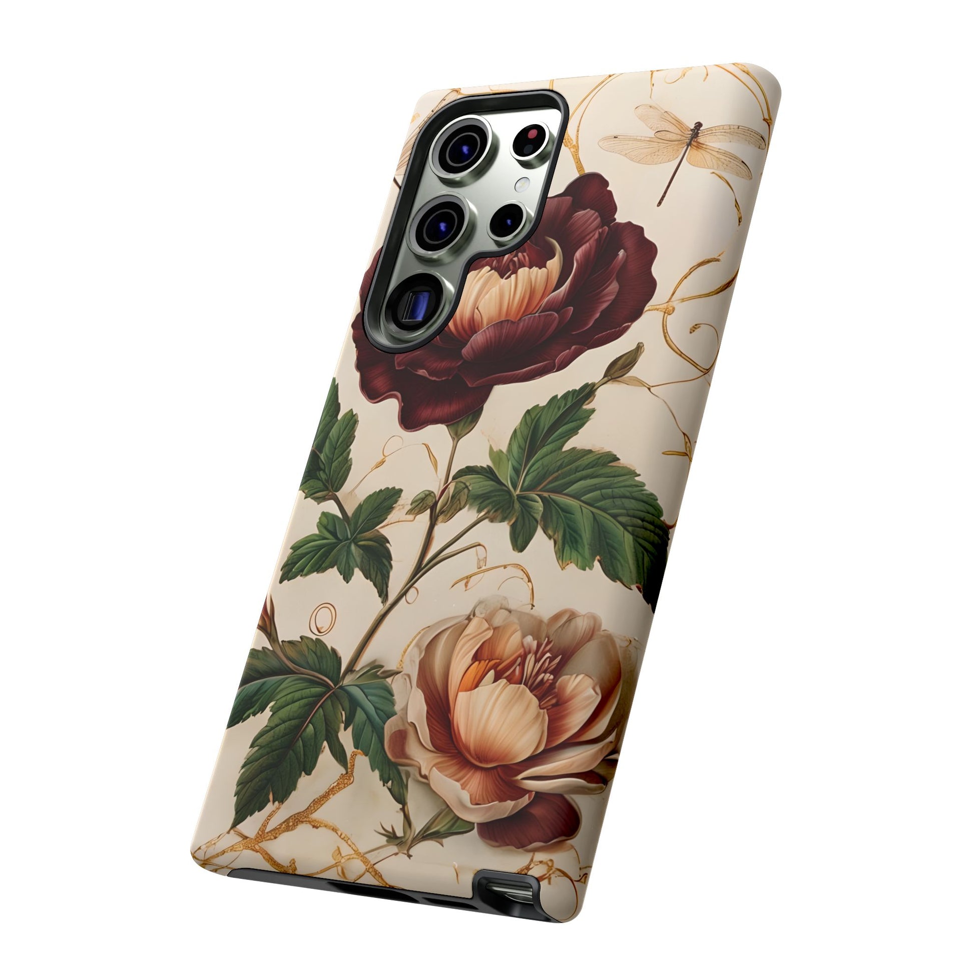 Vintage Burgundy Rose - Elegant Floral Samsung Galaxy S23 Ultra Phone Case - Classic Painterly Rose Design