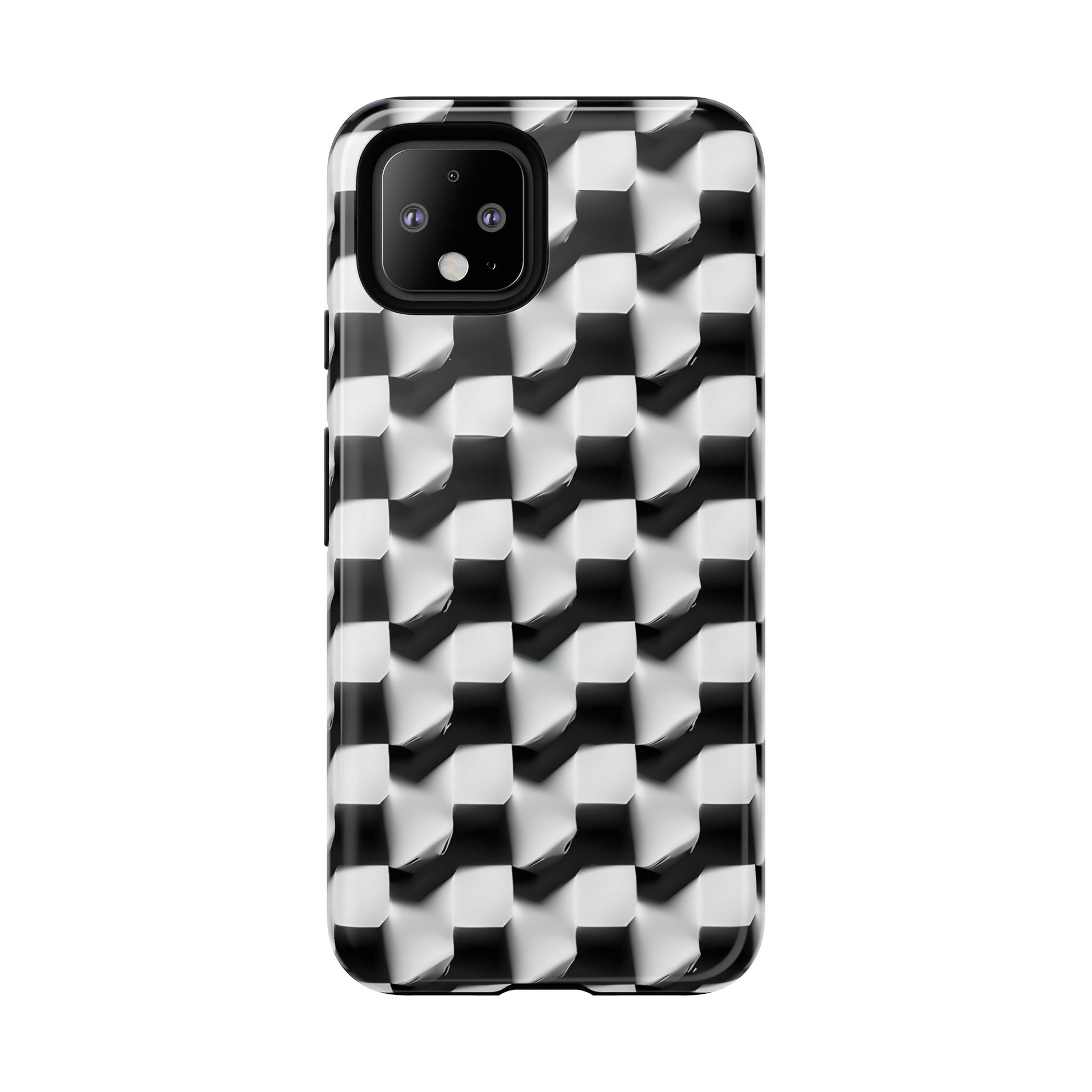 Monochrome Grid Tough Case for Google Pixel 4 - Classic Checkerboard, Black & White, Minimalist Trend
