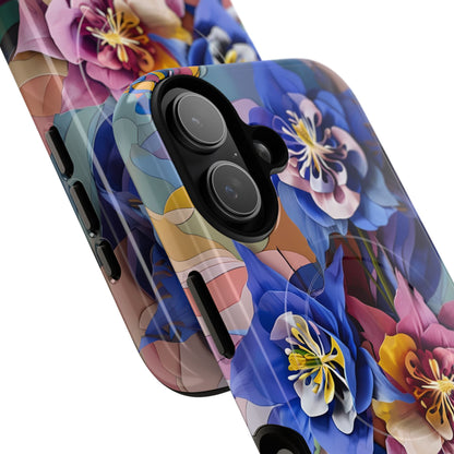 Blue Columbine Carnivale - Artistic Floral & Butterfly iPhone MagSafe Phone Case - Vibrant Botanical Design