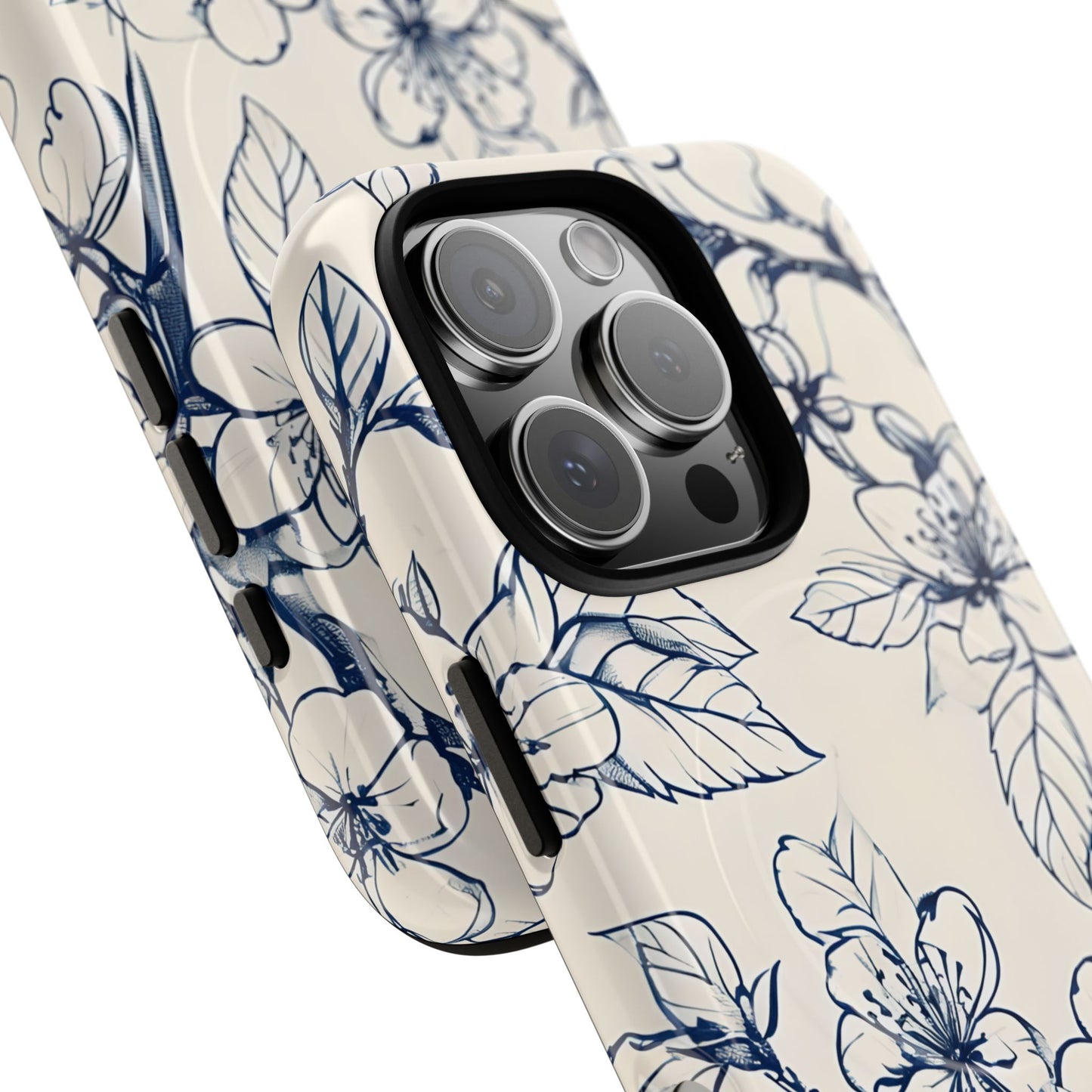 Blossom Sketch - Artistic Blue Floral - iPhone MagSafe Phone Case - Botanical Design