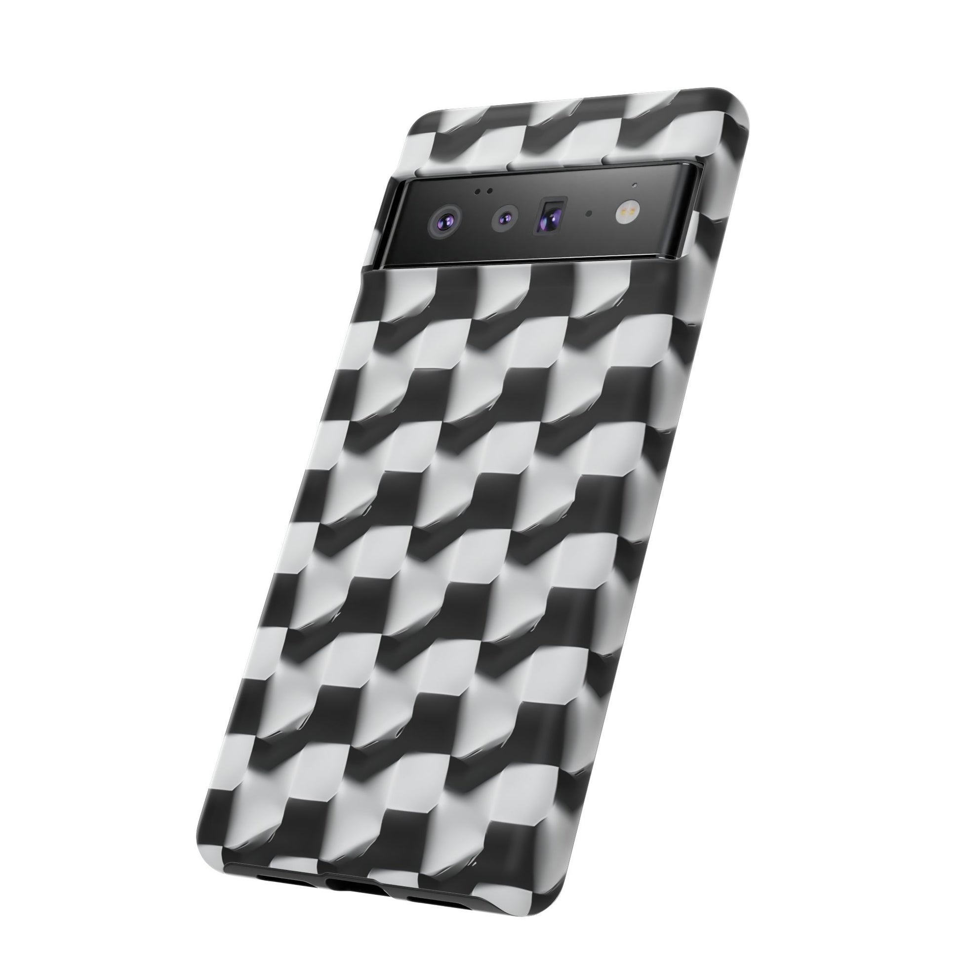 Monochrome Grid Tough Case for Google Pixel 6 Pro - Classic Checkerboard, Black & White, Minimalist Trend