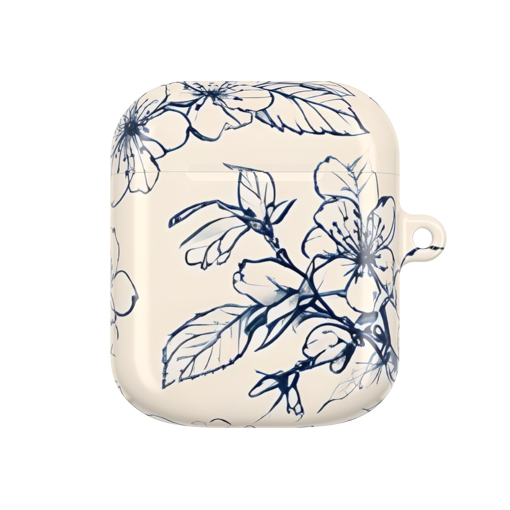 Blossom Sketch AirPod Case - Elegant Floral Earbud Cover for Gen 1, 2, 3, Pro Gen 1 & 2 - Chic Blue Botanical Gift for Her