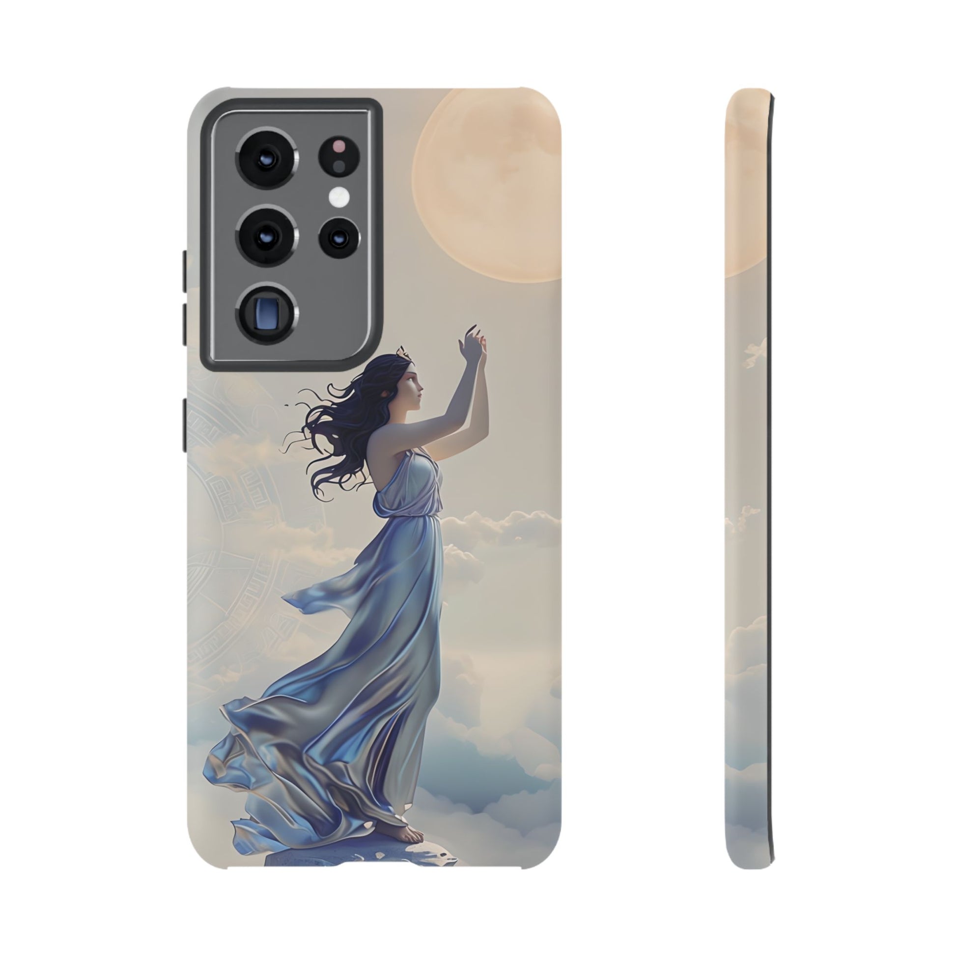 Moonlit Ascend - Ethereal Celestial Art Samsung Galaxy S21 Ultra Tough Phone Case - Dreamy Night Sky & Floating Woman Design