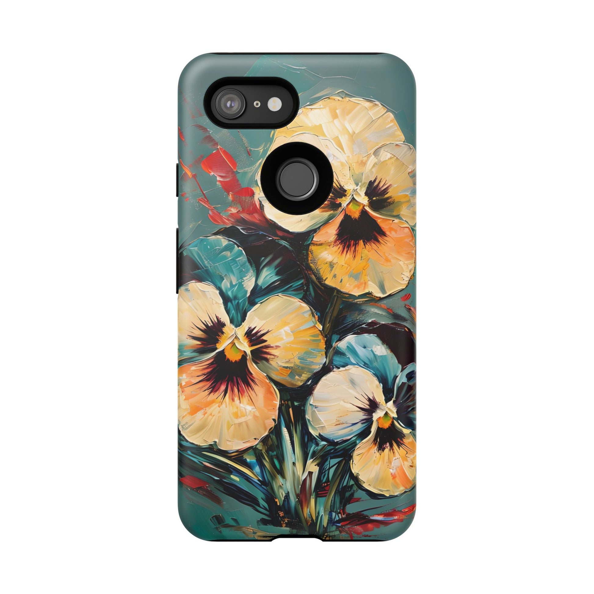 Golden Pansy Cascade Tough Case for Google Pixel 3 - Floral Artistic Shockproof Cover, Elegant Protective Phone Case
