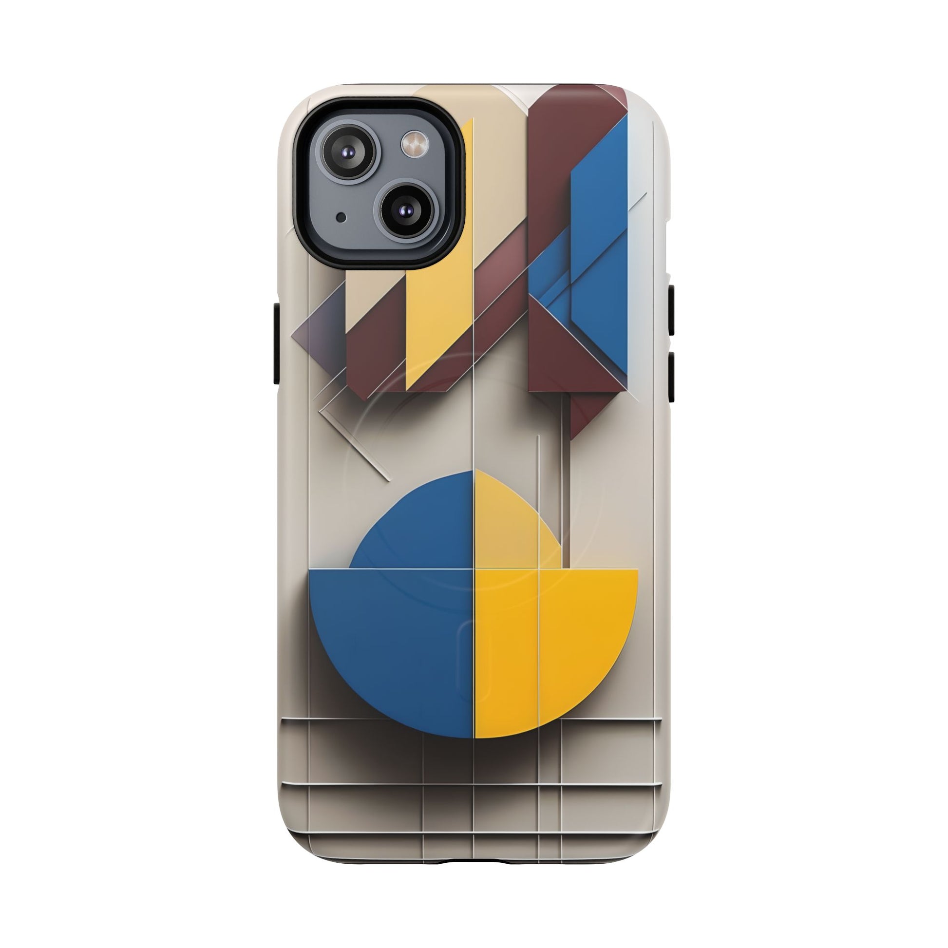 Chromatic Construct iPhone 14 Plus MagSafe Phone Case -Modern Geometrical Design, Primary Colors