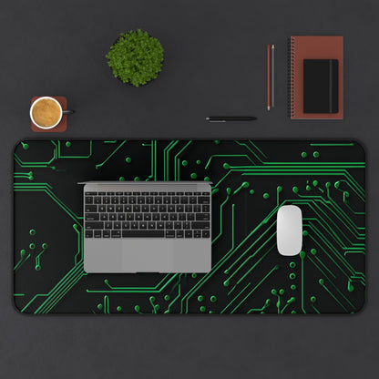 Green Circuit Grid Desk Mat - Premium Office Desk Pad, 3 Sizes Available, Artistic Workspace Protection
