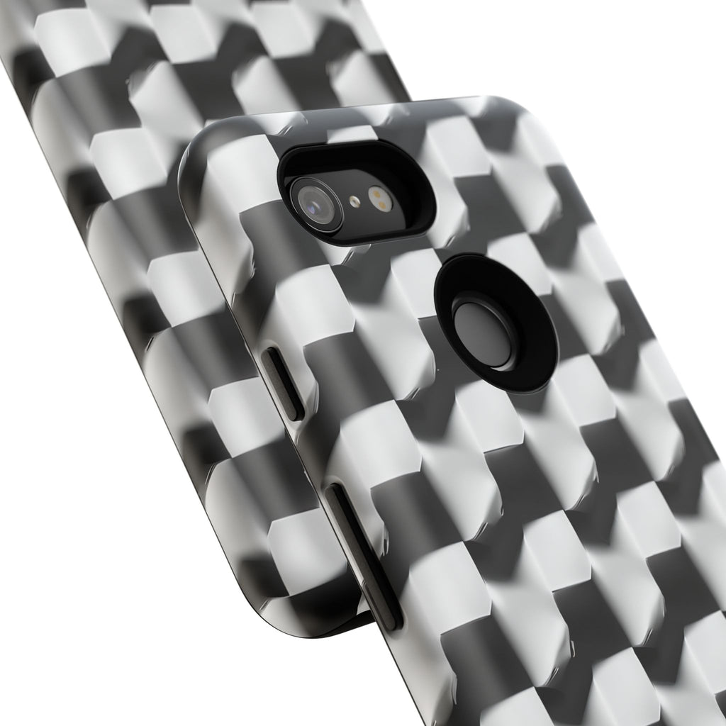 Monochrome Grid Tough Case for Google Pixel 3 - Classic Checkerboard, Black & White, Minimalist Trend