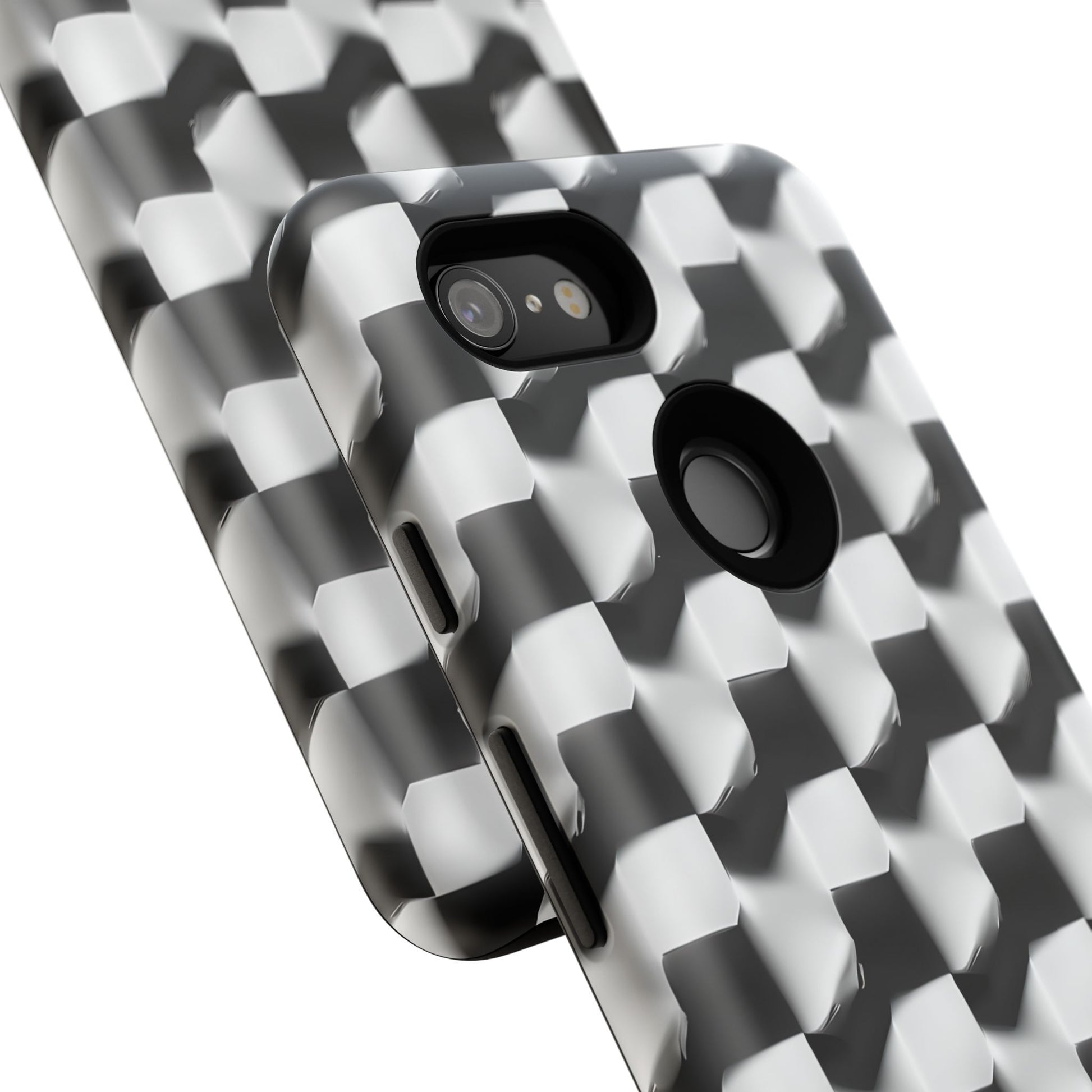 Monochrome Grid Tough Case for Google Pixel 3 - Classic Checkerboard, Black & White, Minimalist Trend