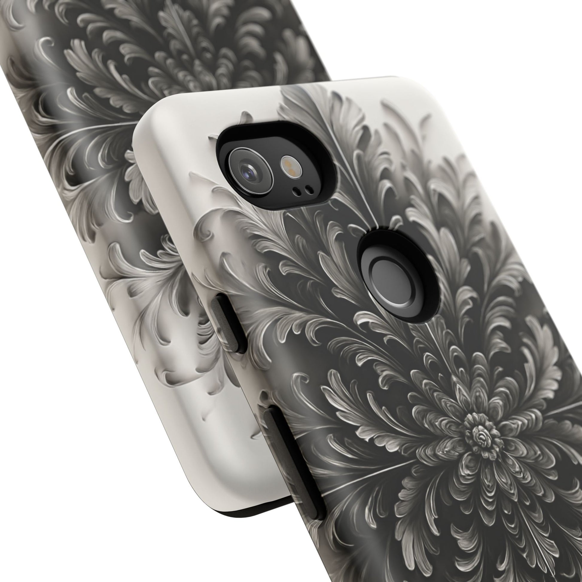 Obsidian Bloom - Elegant Black & White Google Pixel 2XL Phone Case - Intricate Mandala Flower Design